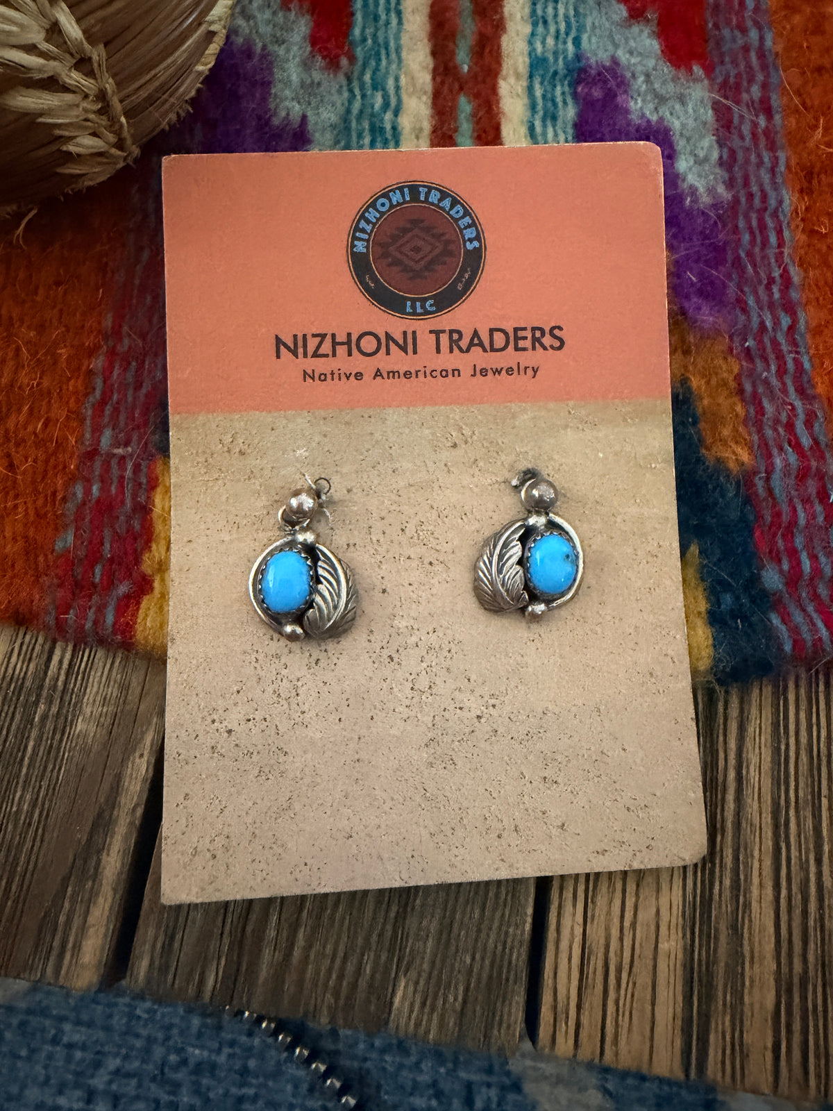 Old Pawn Handcrafted Sterling Silver & Turquoise Dangle Earrings