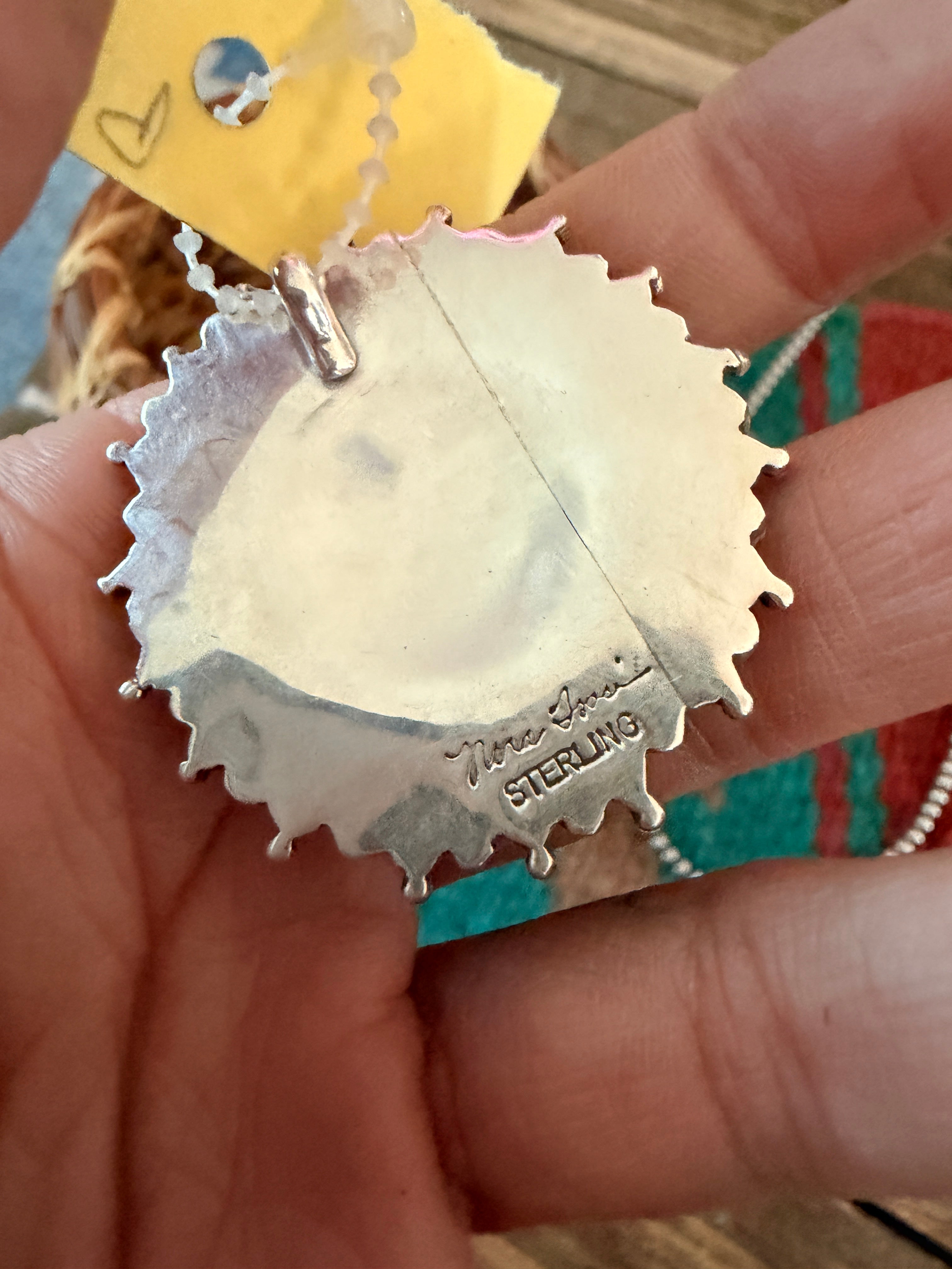 Old Pawn Handcrafted Turquoise and Sterling Silver Cluster Pendant