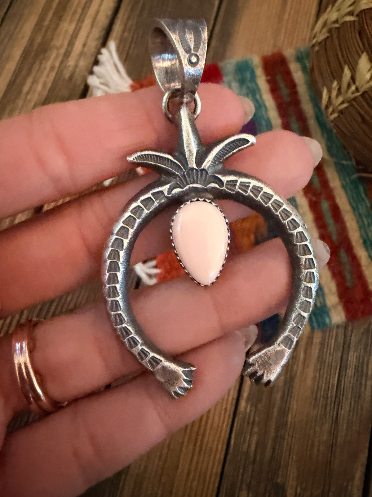 Handcrafted Sterling Silver & Queen Pink Conch Naja Pendant by Kevin Billah
