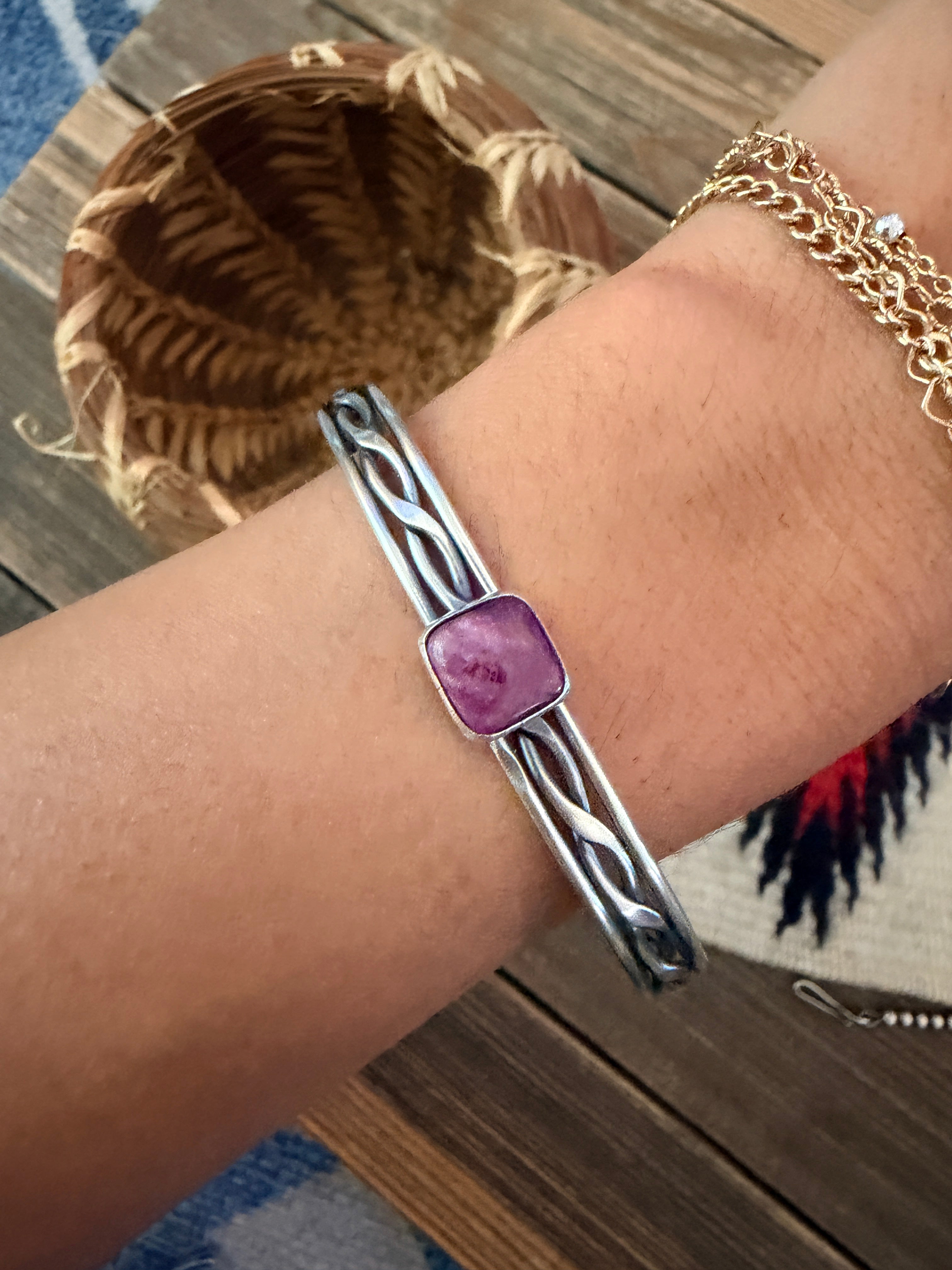 Handcrafted Purple Spiny & Sterling Silver Cuff Bracelet
