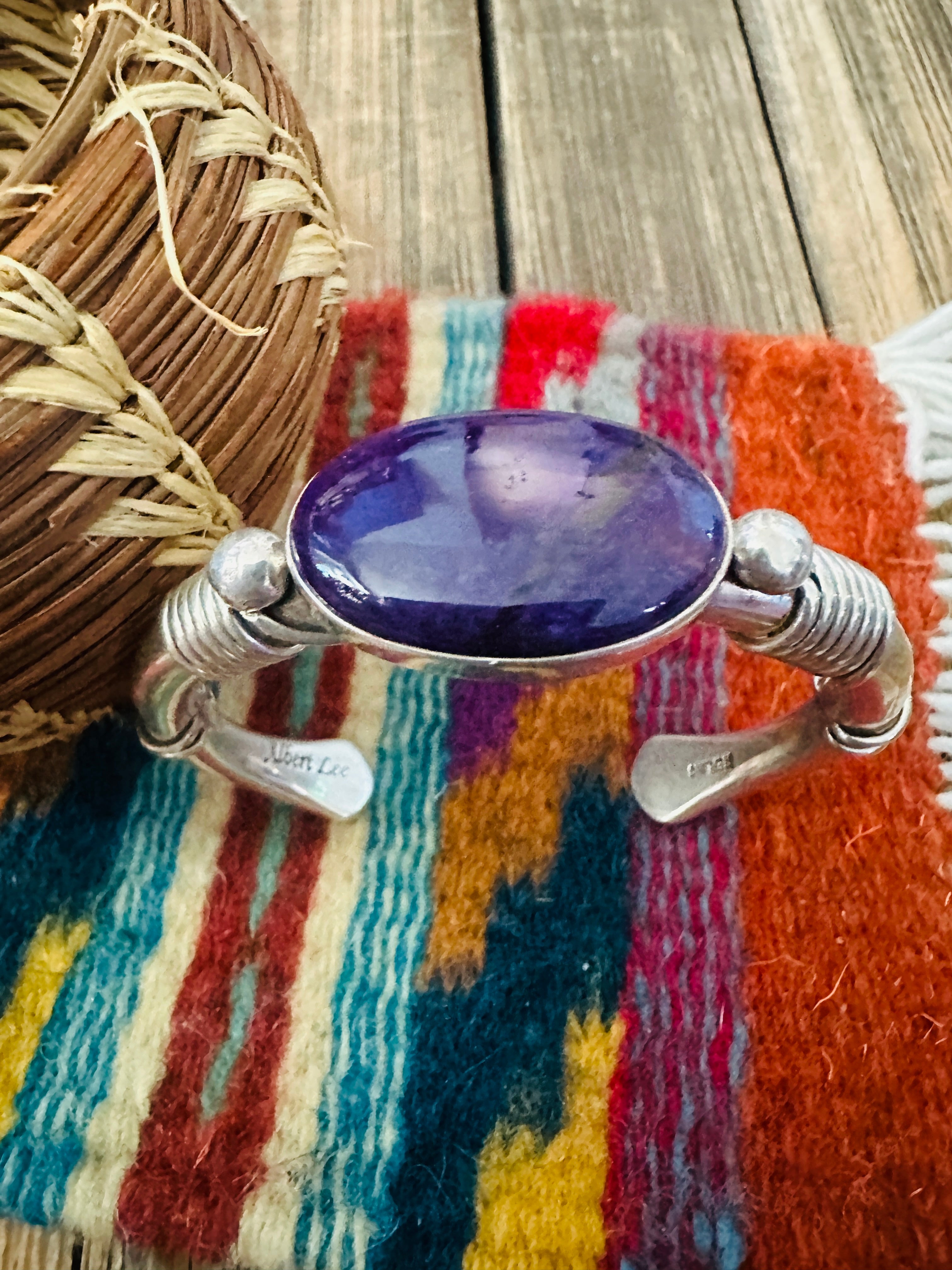 Handcrafted Sugilite & Sterling Silver Cuff Bracelet by Albert Lee