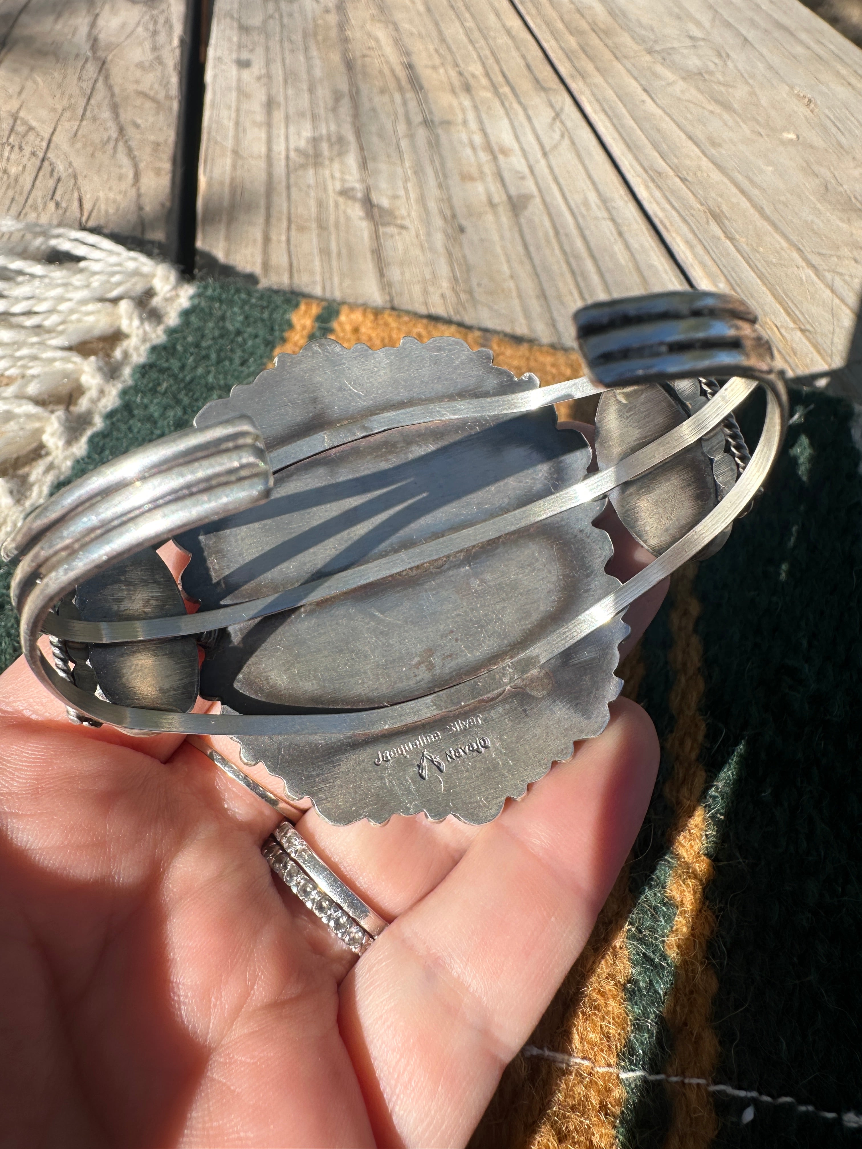 Jacqueline Silver Royston Turquoise & Sterling Cluster Cuff /