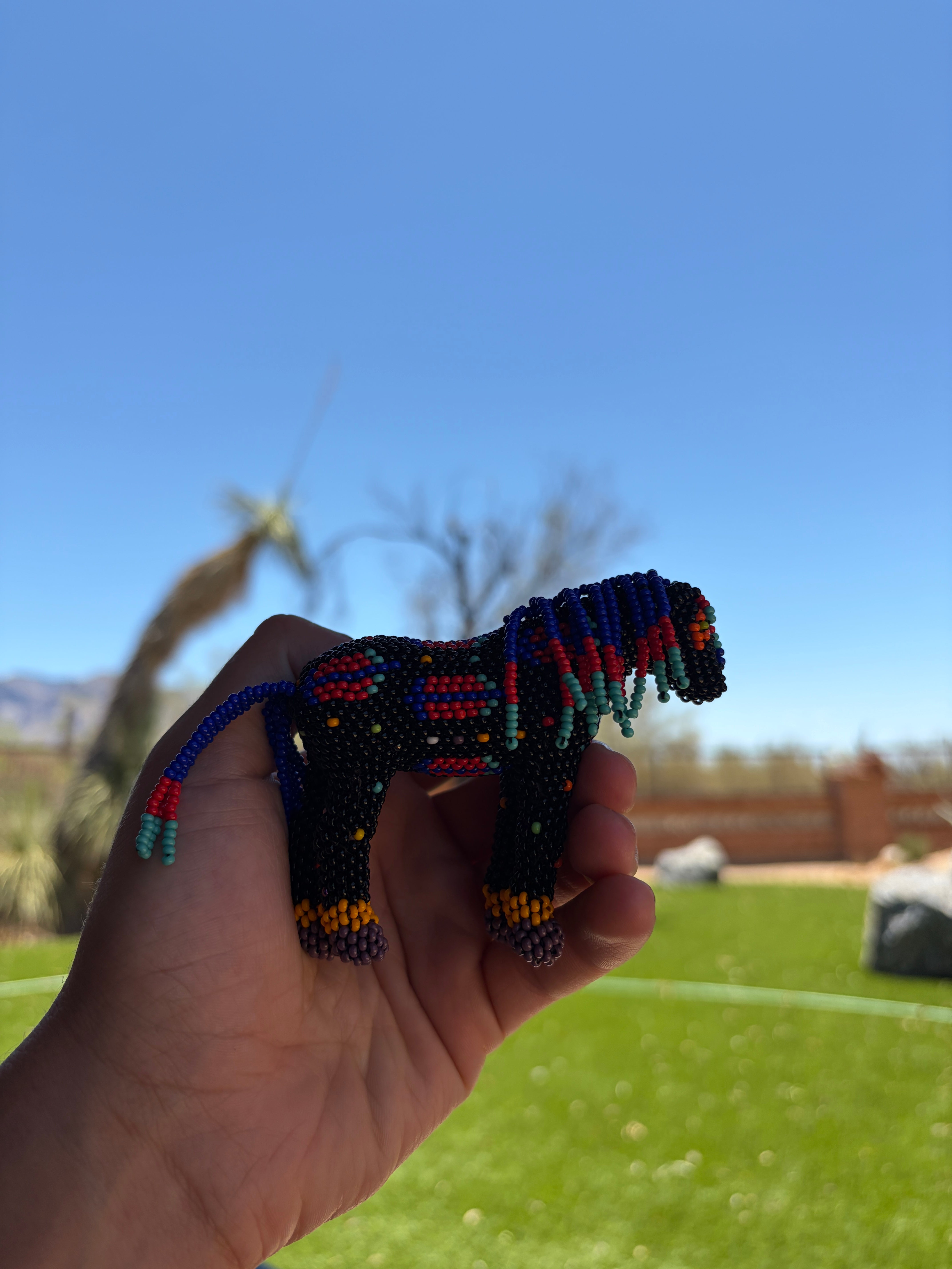Handmade Peyote Stitched Horse Figurine- Black 15