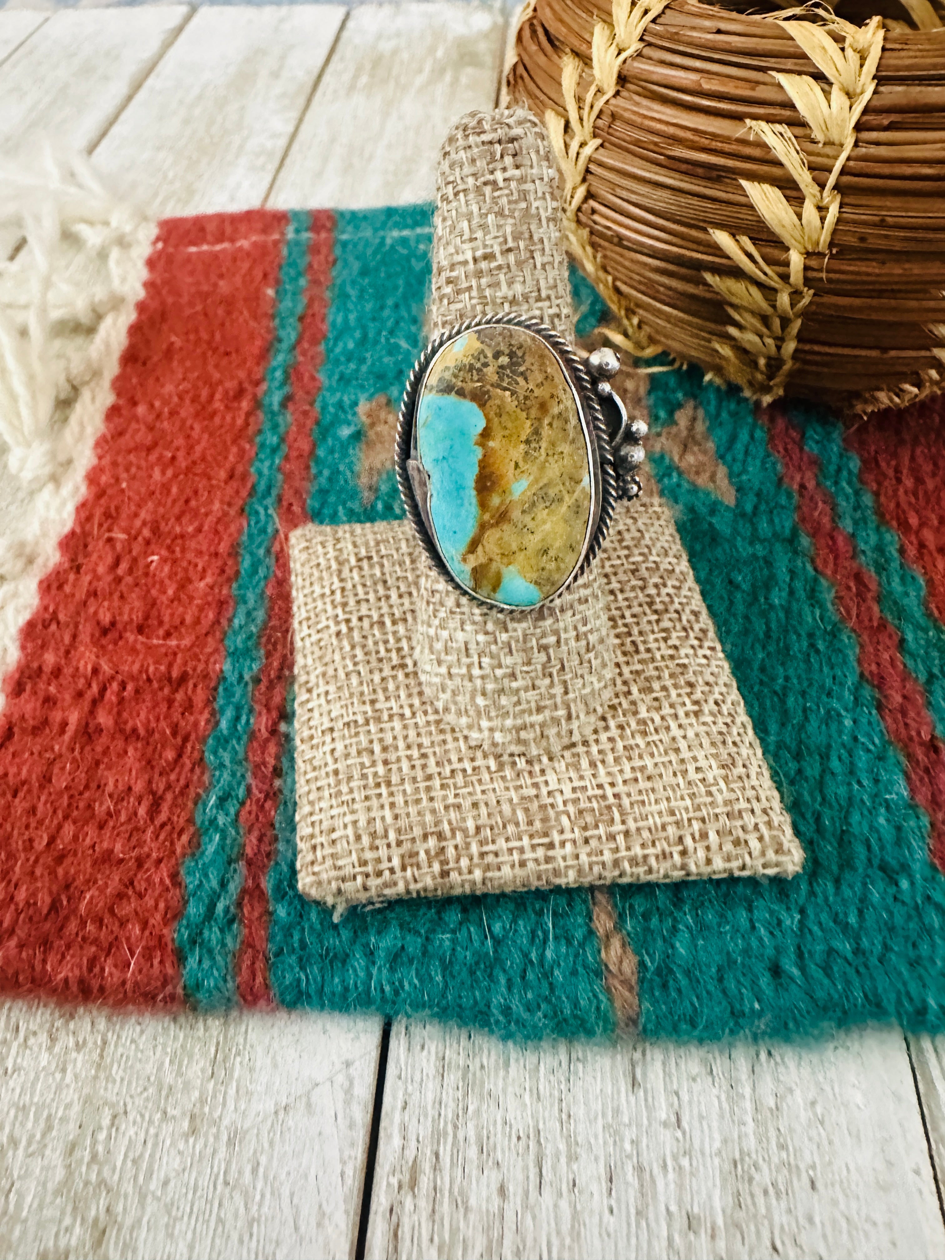 Handcrafted Turquoise & Sterling Silver Adjustable Ring by Jacqueline Silver