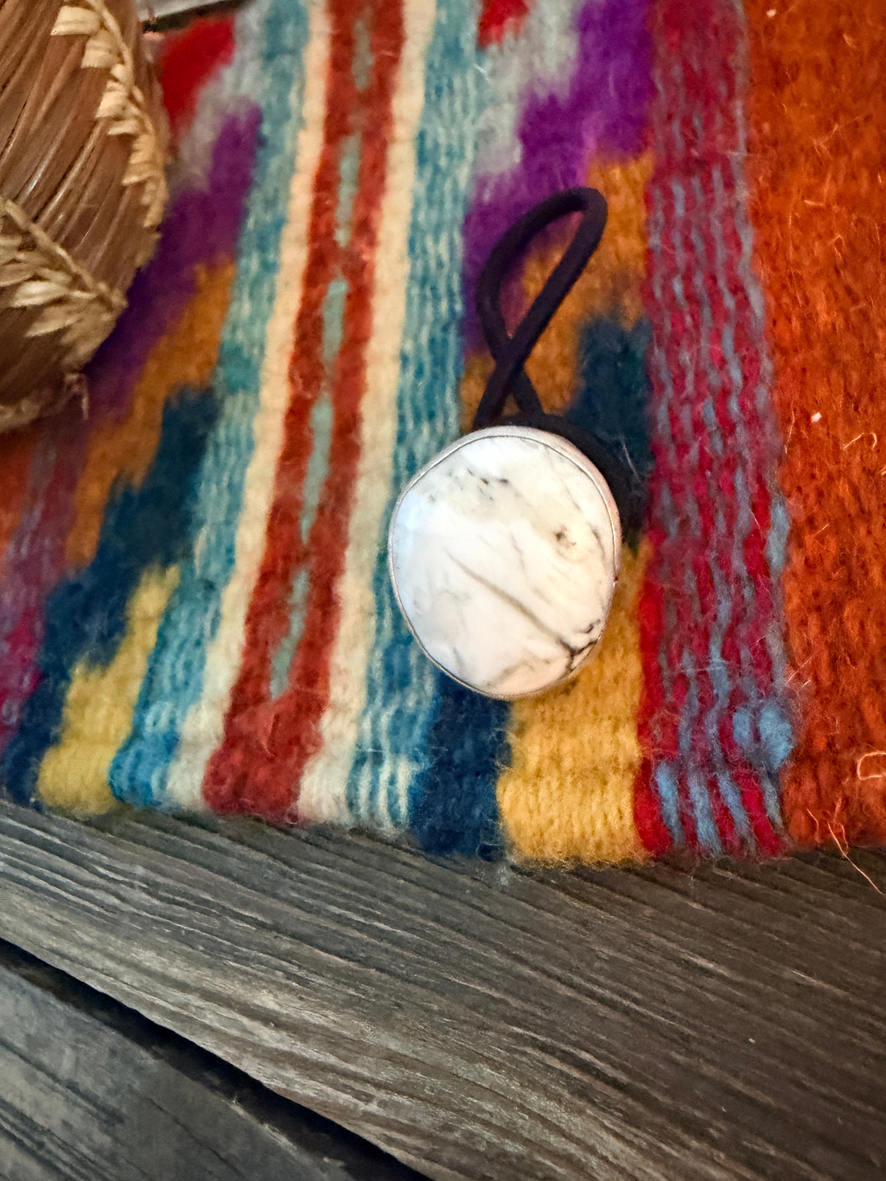 Handcrafted White Buffalo & Sterling Silver Hair Tie Charm