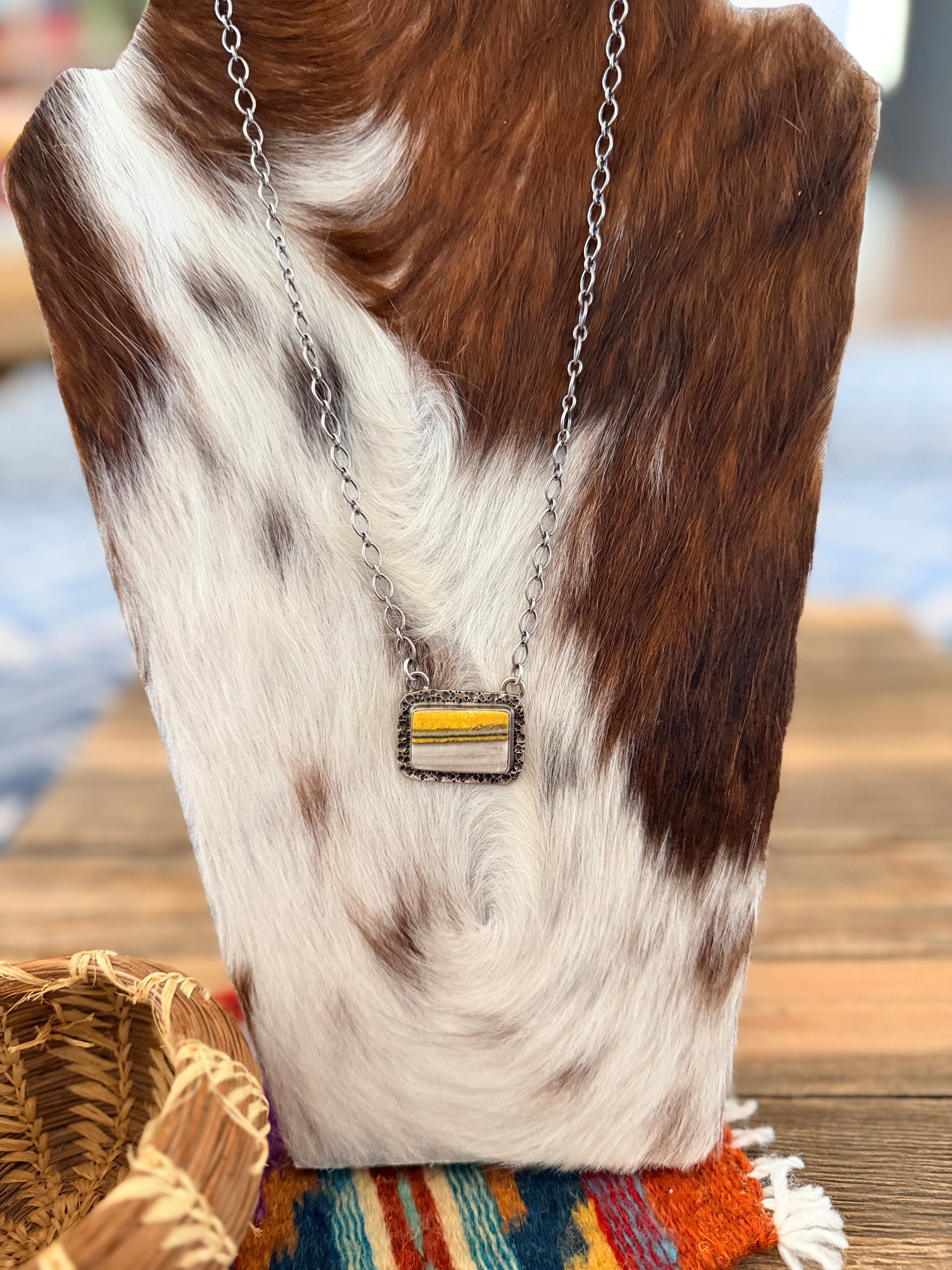 Handcrafted Bumblebee & Sterling Silver 18” Necklace by Russell Sam