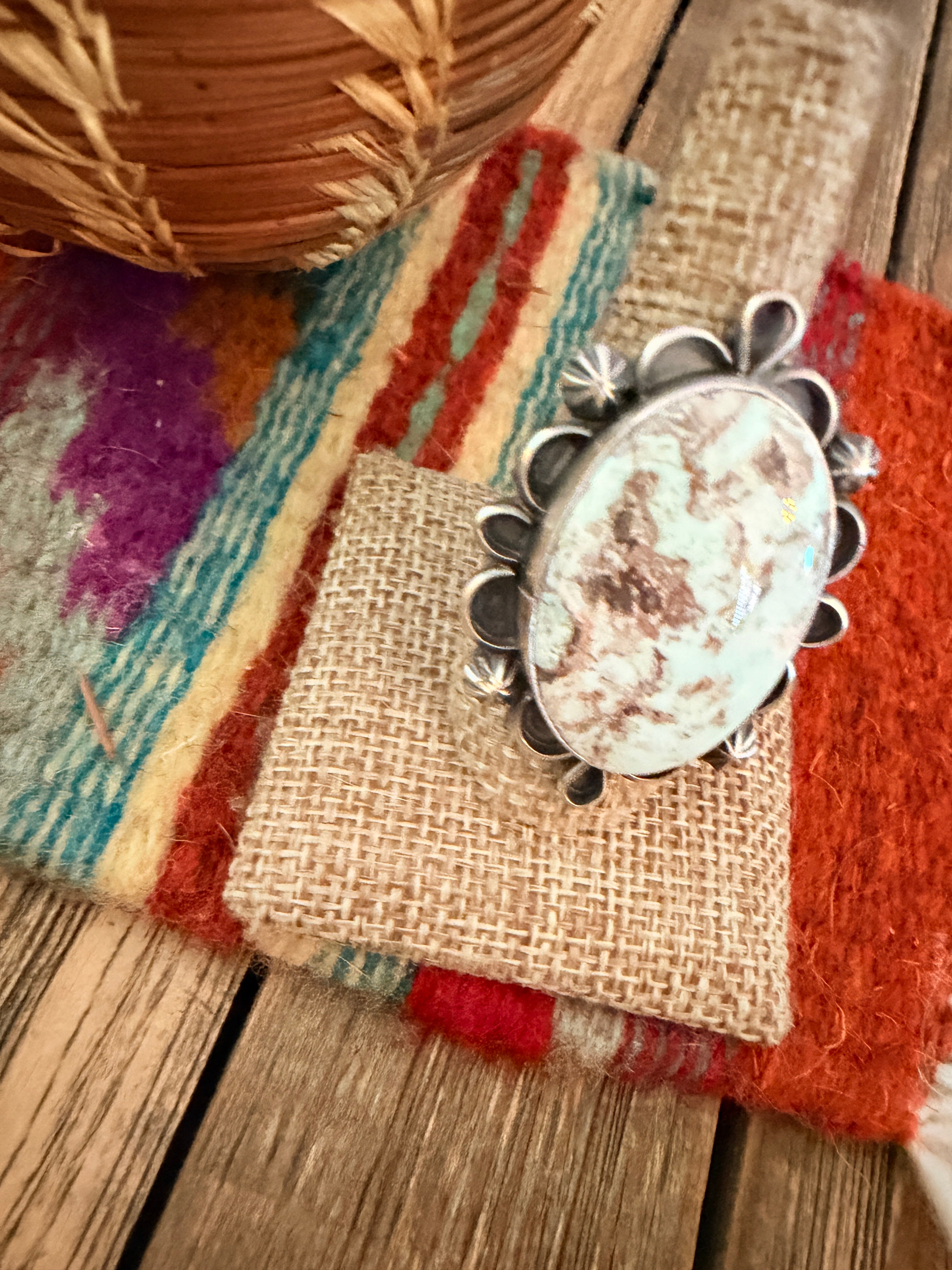 Handcrafted Dry Creek Turquoise & Sterling Silver Ring Size 8.75 by Jameson Garcia