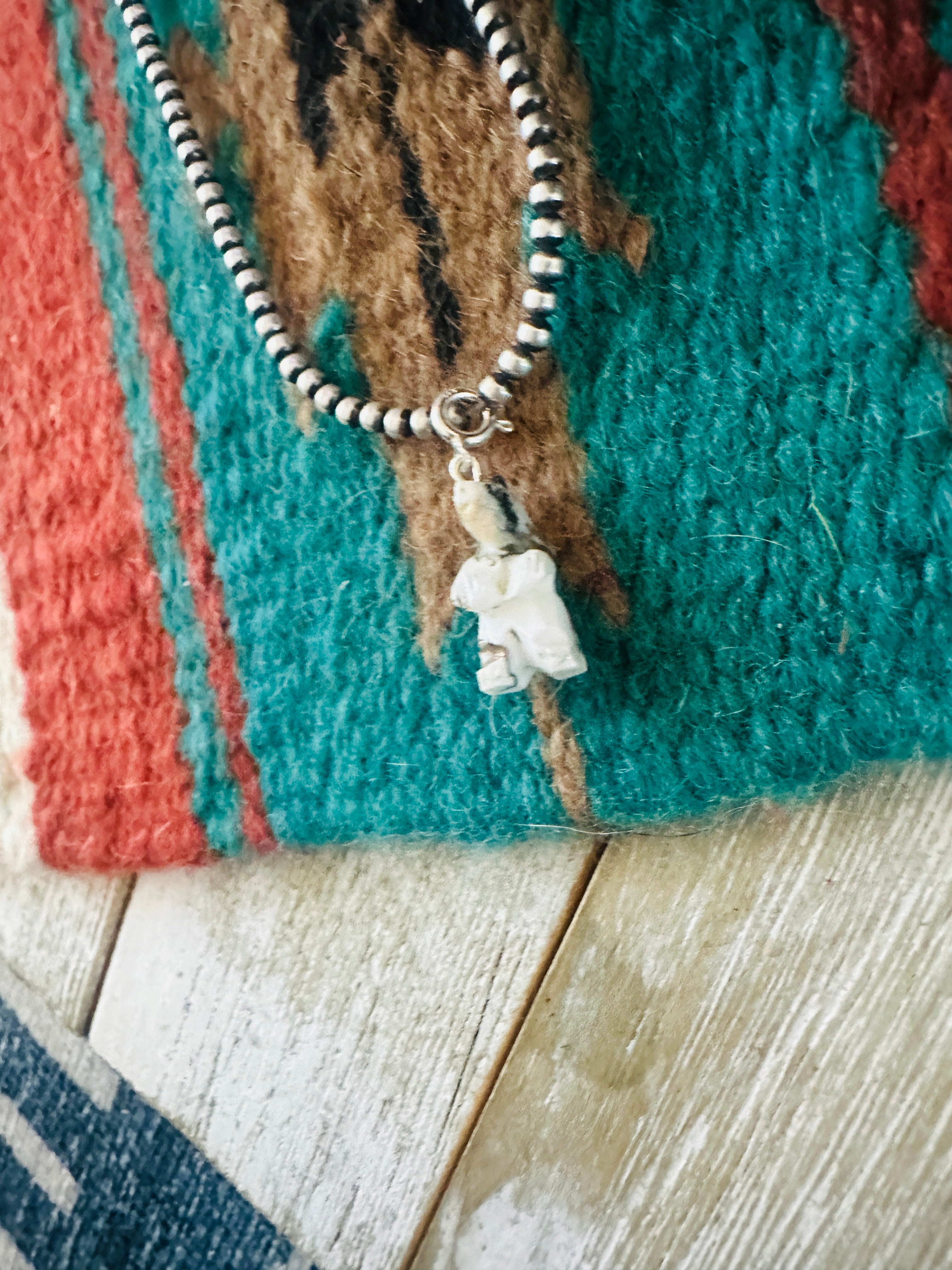 Handcrafted & Hand Carved Blue Mojave Bear Charm