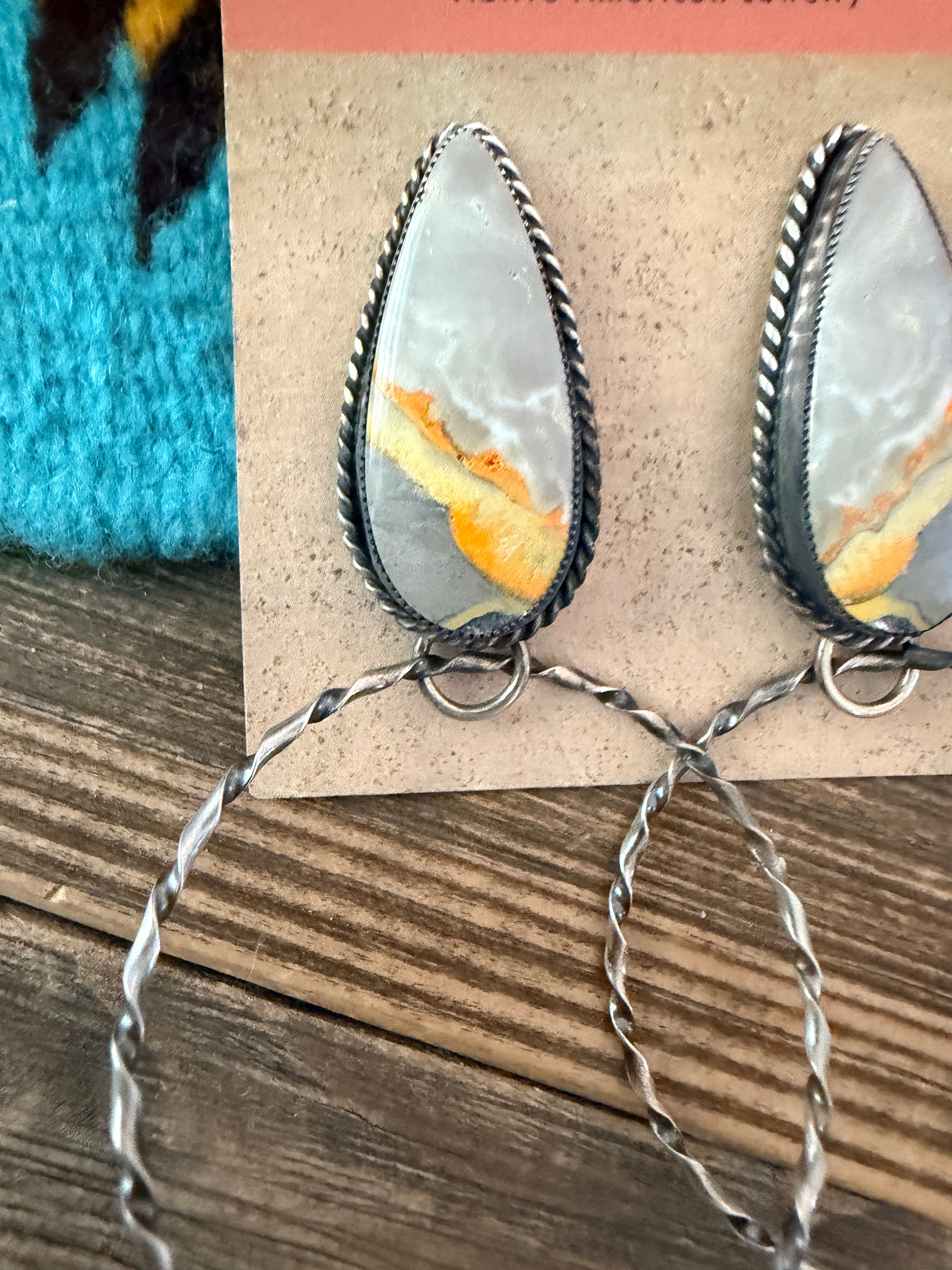 Handcrafted Bumblebee & Sterling Silver Hoop Earrings