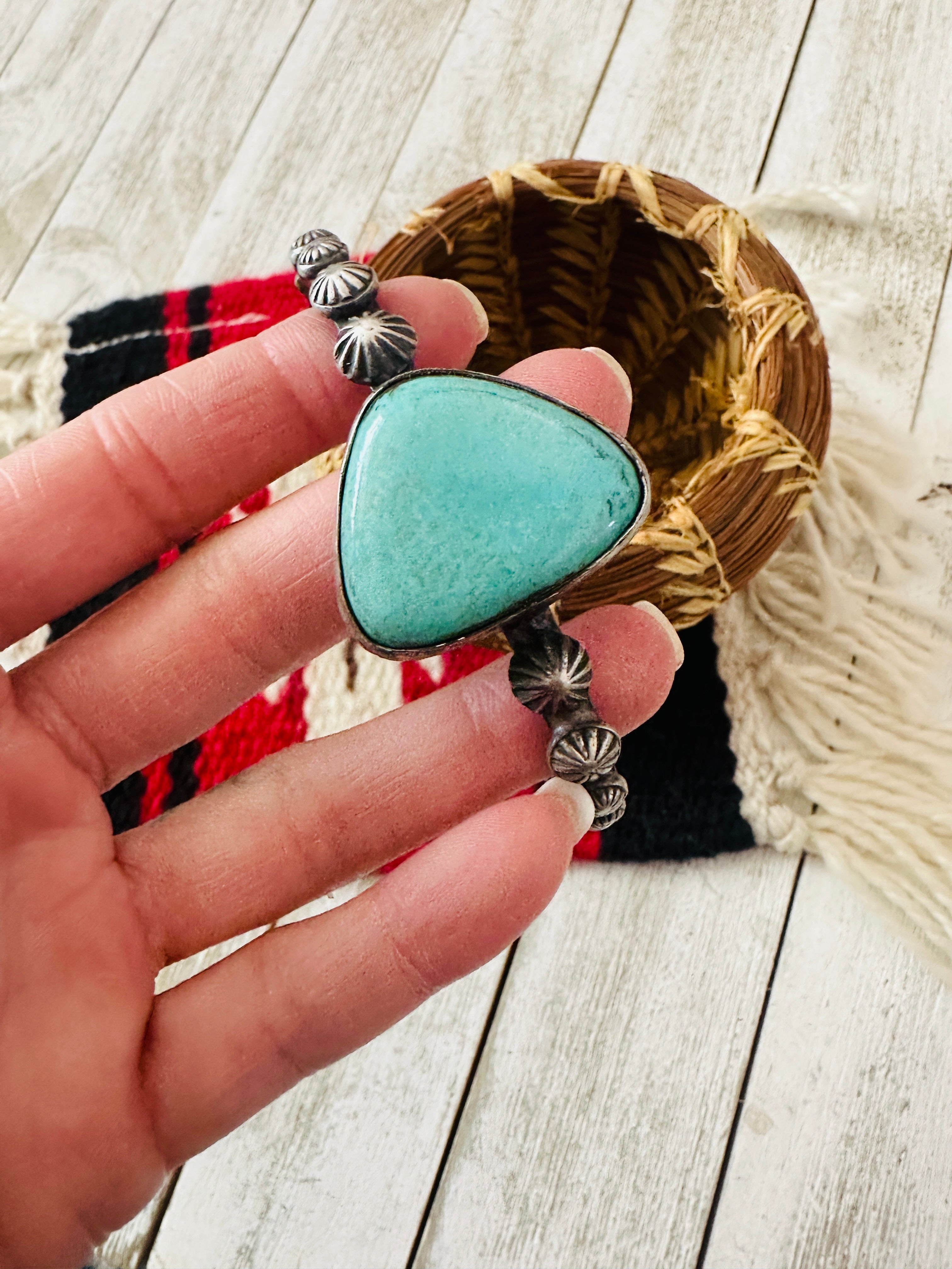 Handcrafted Turquoise & Sterling Silver Cuff Bracelet by Chimney Butte
