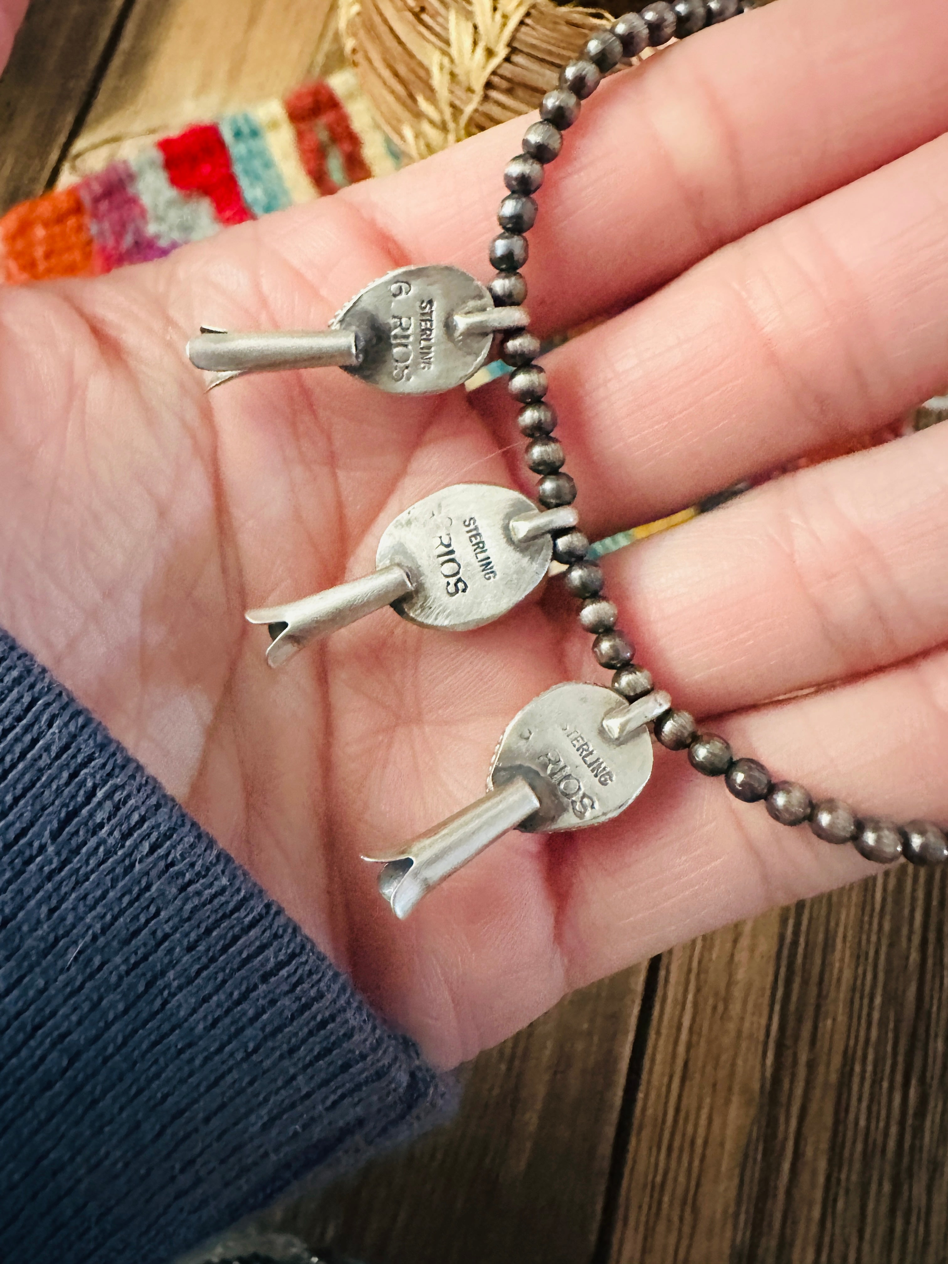 Handcrafted 3mm Sterling Silver Pearl, Turquoise & Spiny Oyster Blossom Stretch Bracelet