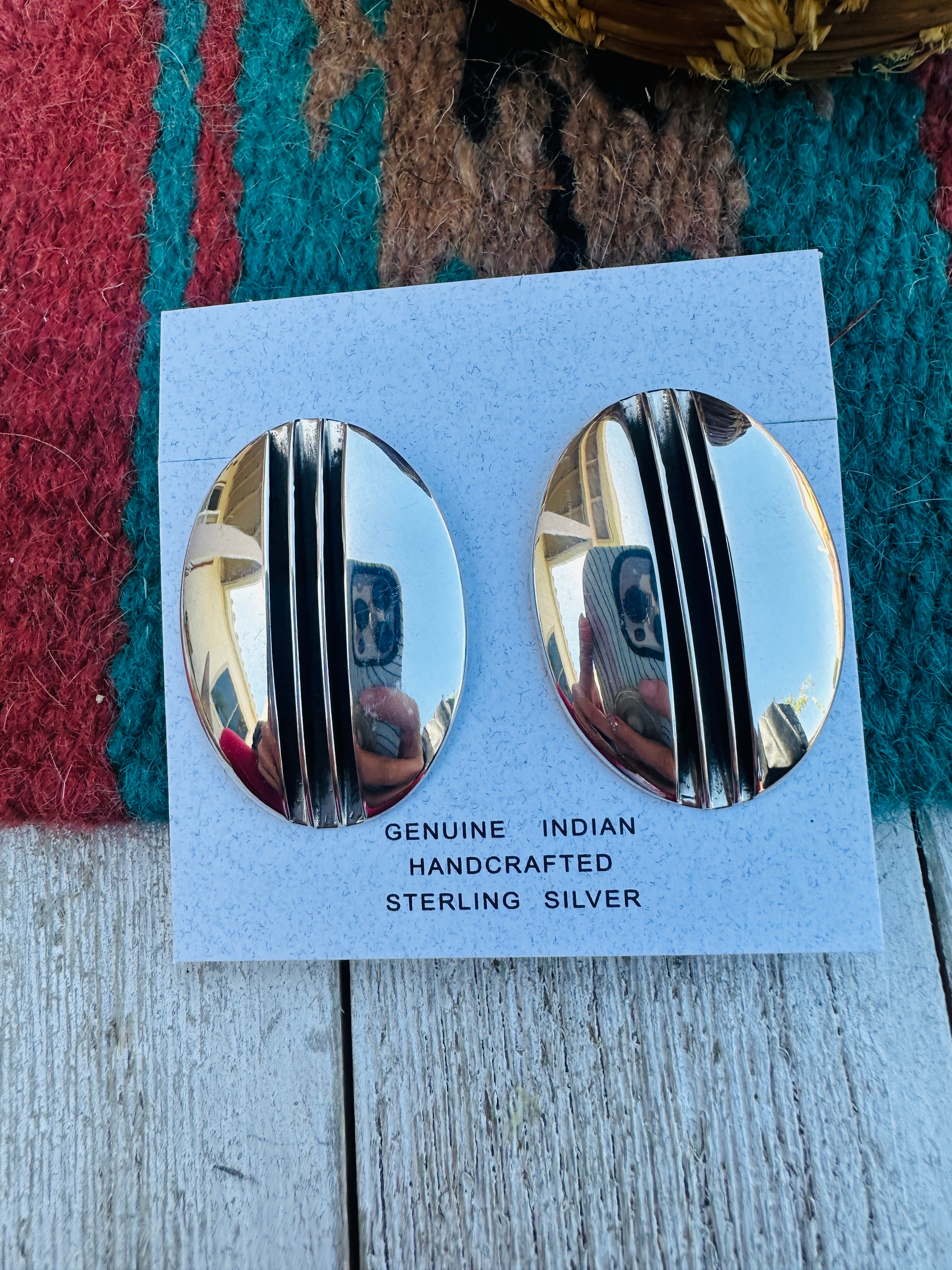 Handcrafted Hand Stamped Sterling Silver Post Earrings