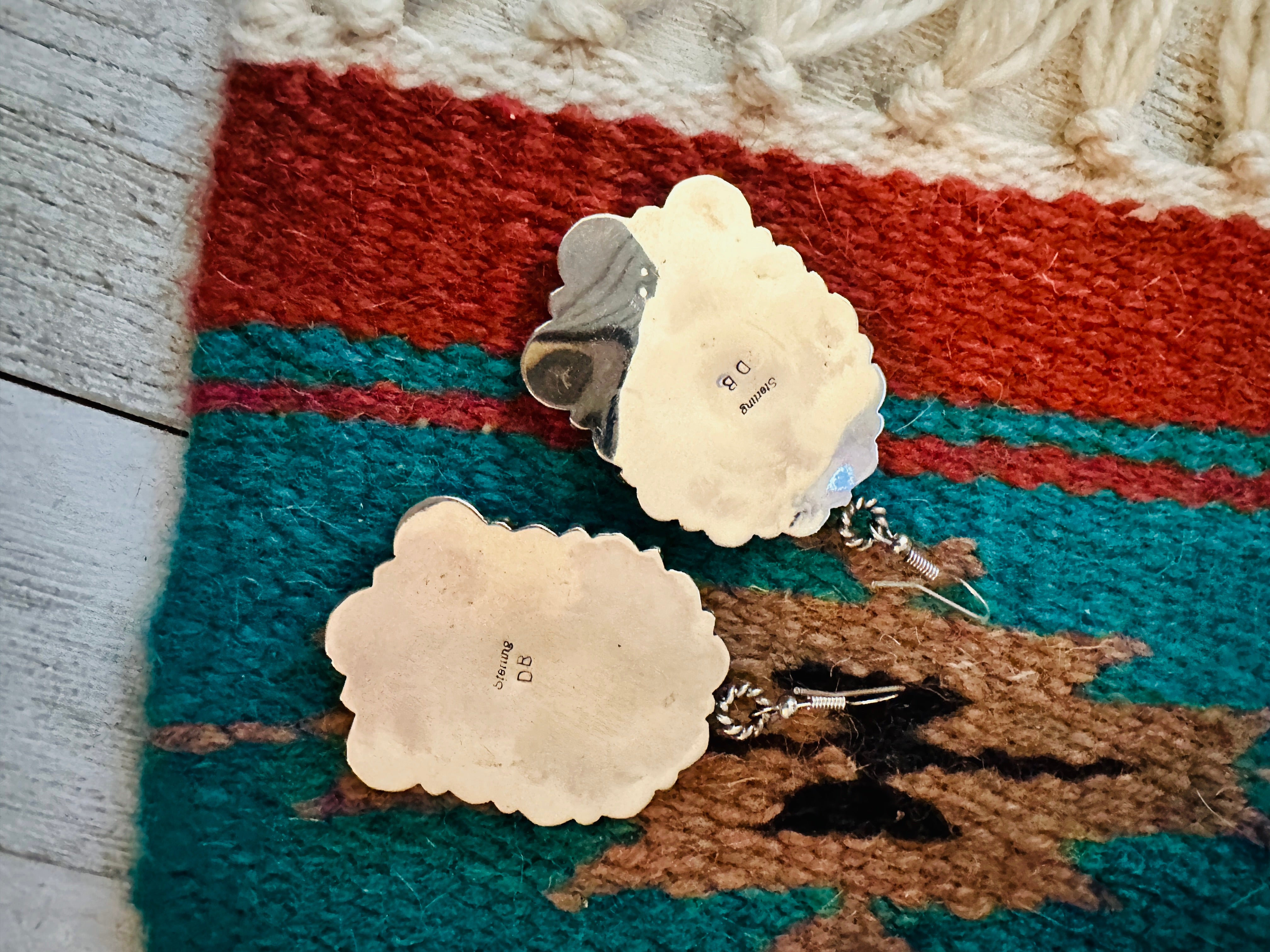 Handcrafted Mother of Pearl, Onyx & Sterling Silver Dangle Earrings
