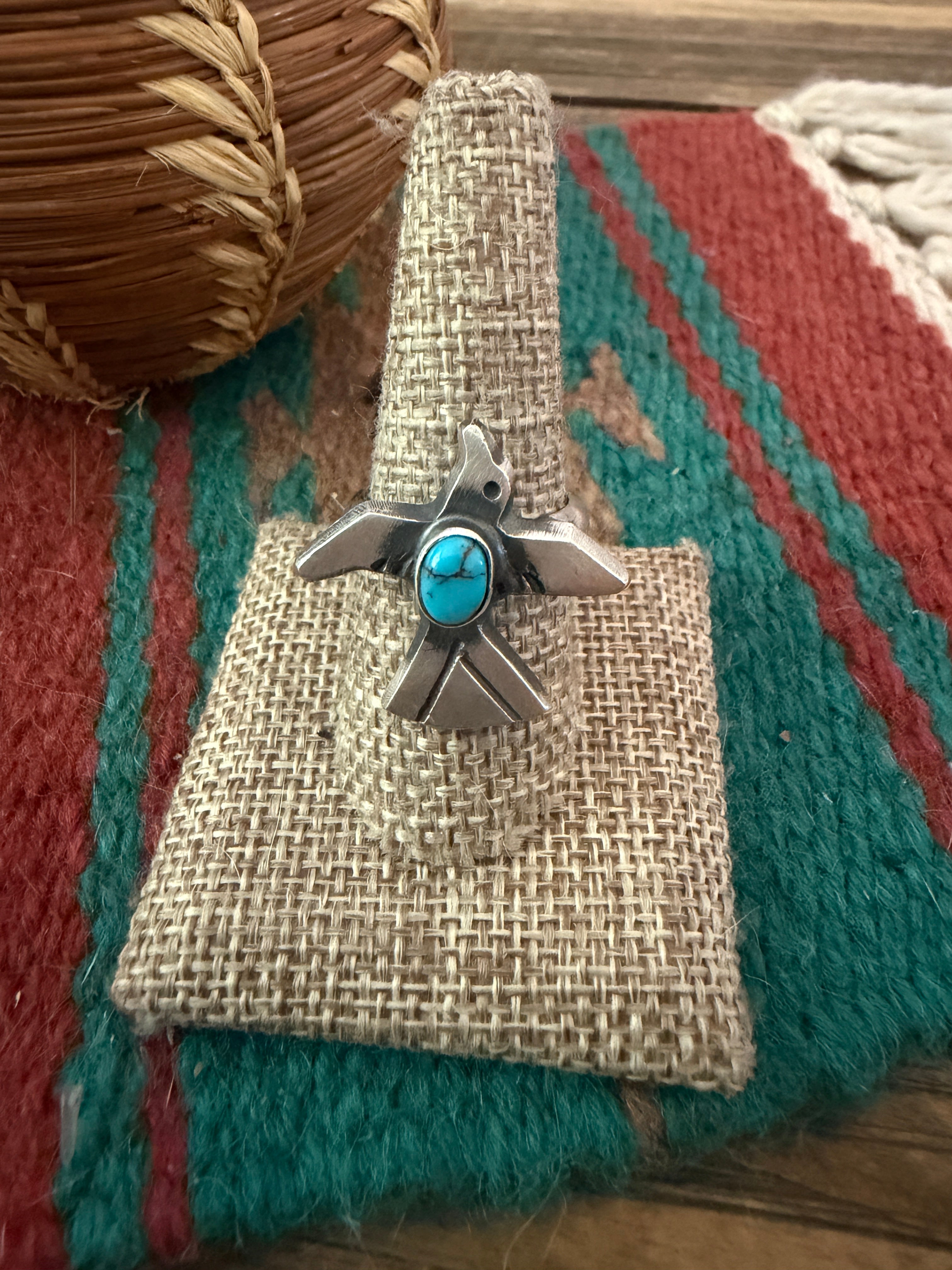 Handcrafted Turquoise and Sterling Silver Thunderbird Ring size 8.5 by Chimney Butte