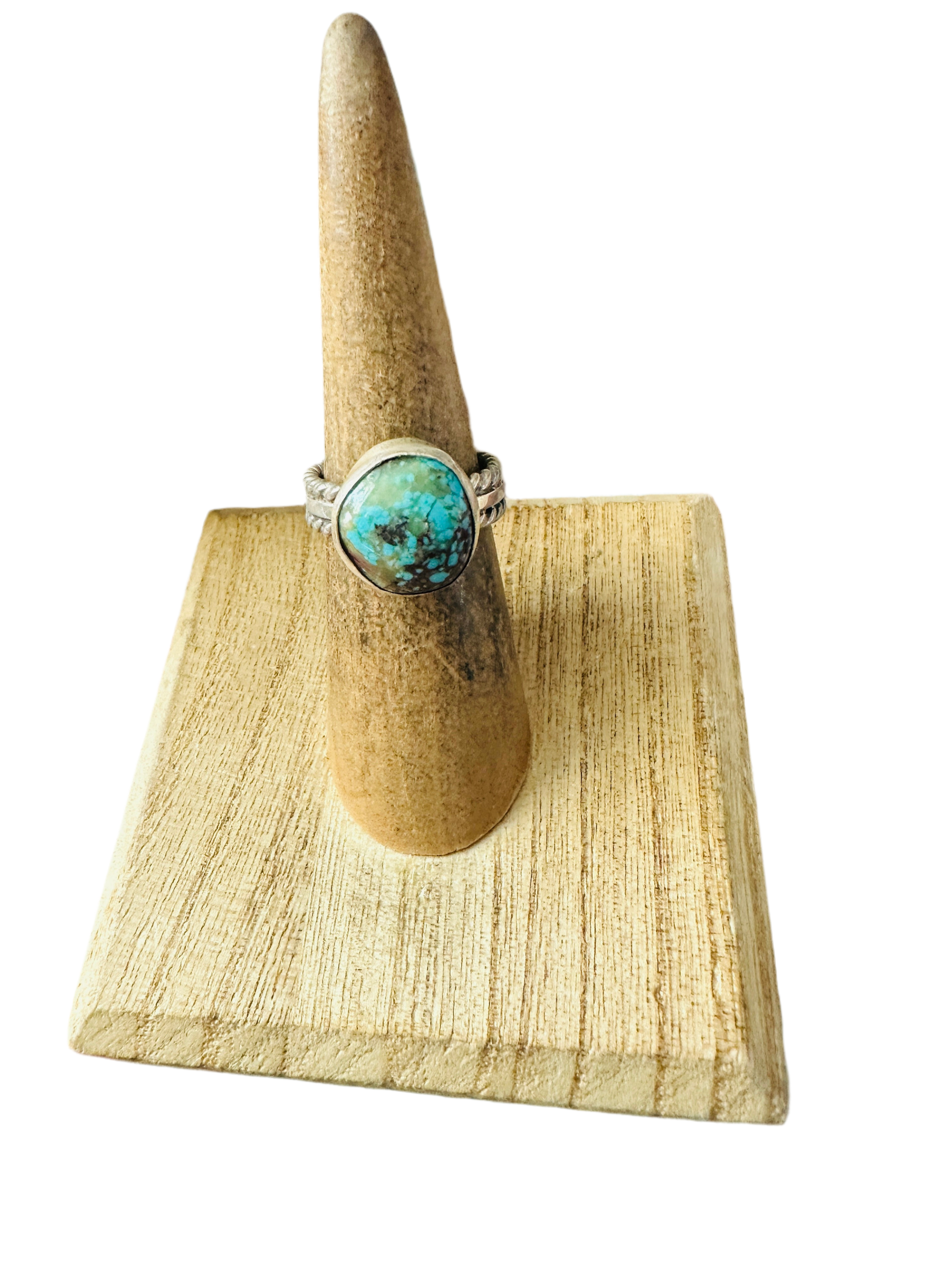 Handcrafted Sterling Silver & Turquoise Ring Size 4.5