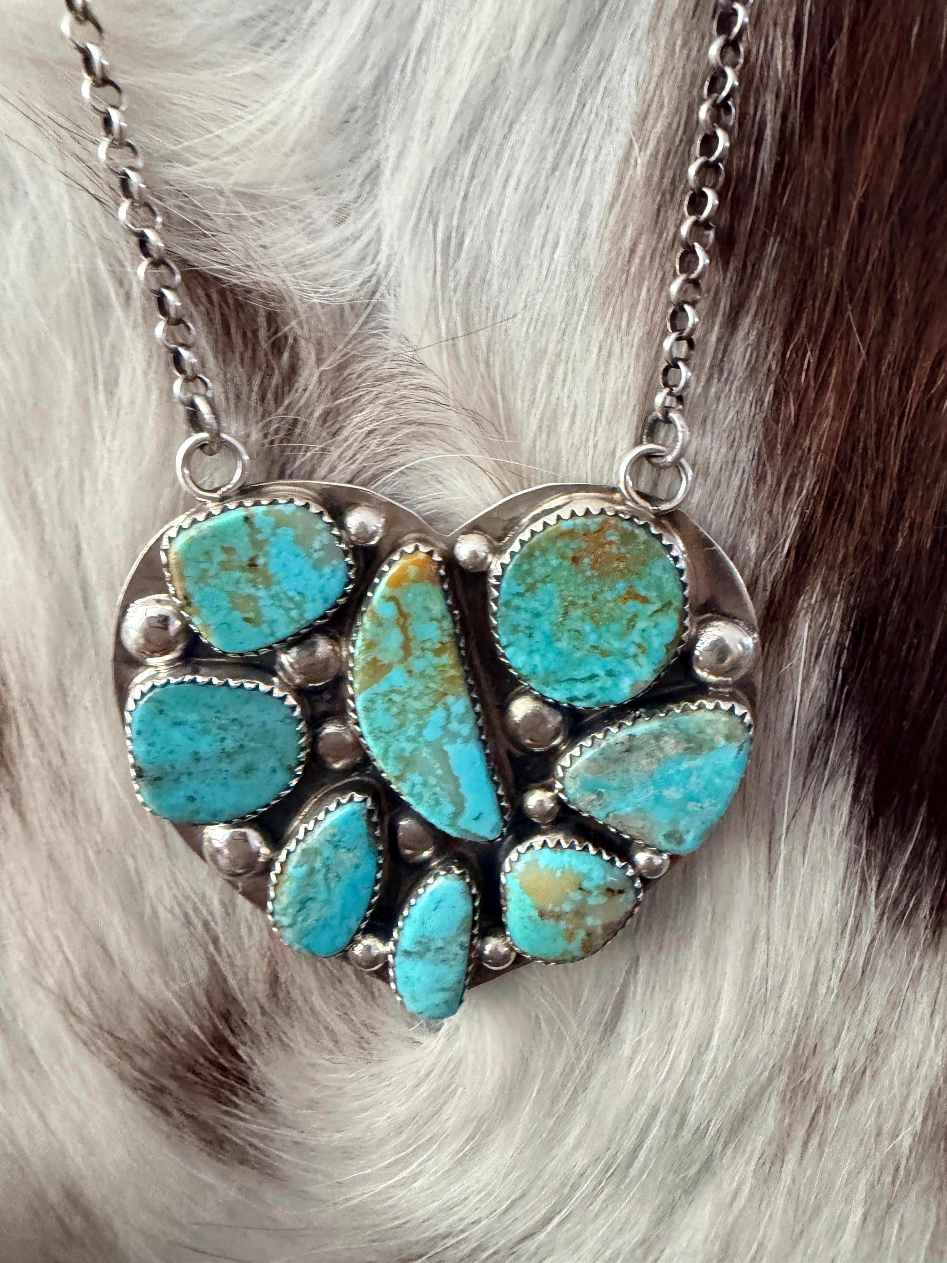 Handcrafted Turquoise & Sterling Silver Heart Necklace by Jacqueline Silver
