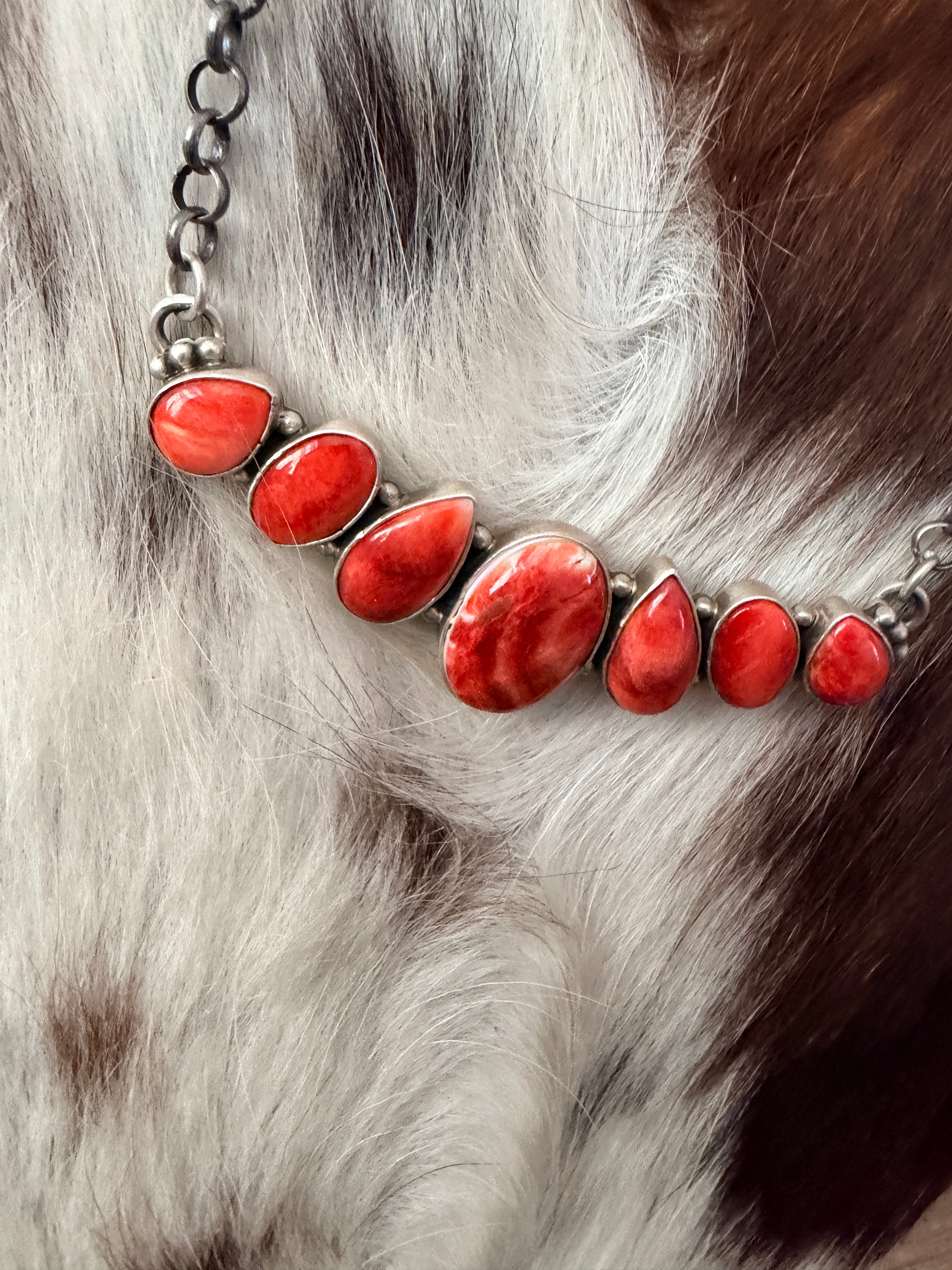 Handcrafted Spiny Oyster & Sterling Silver Necklace by Elouise Richards