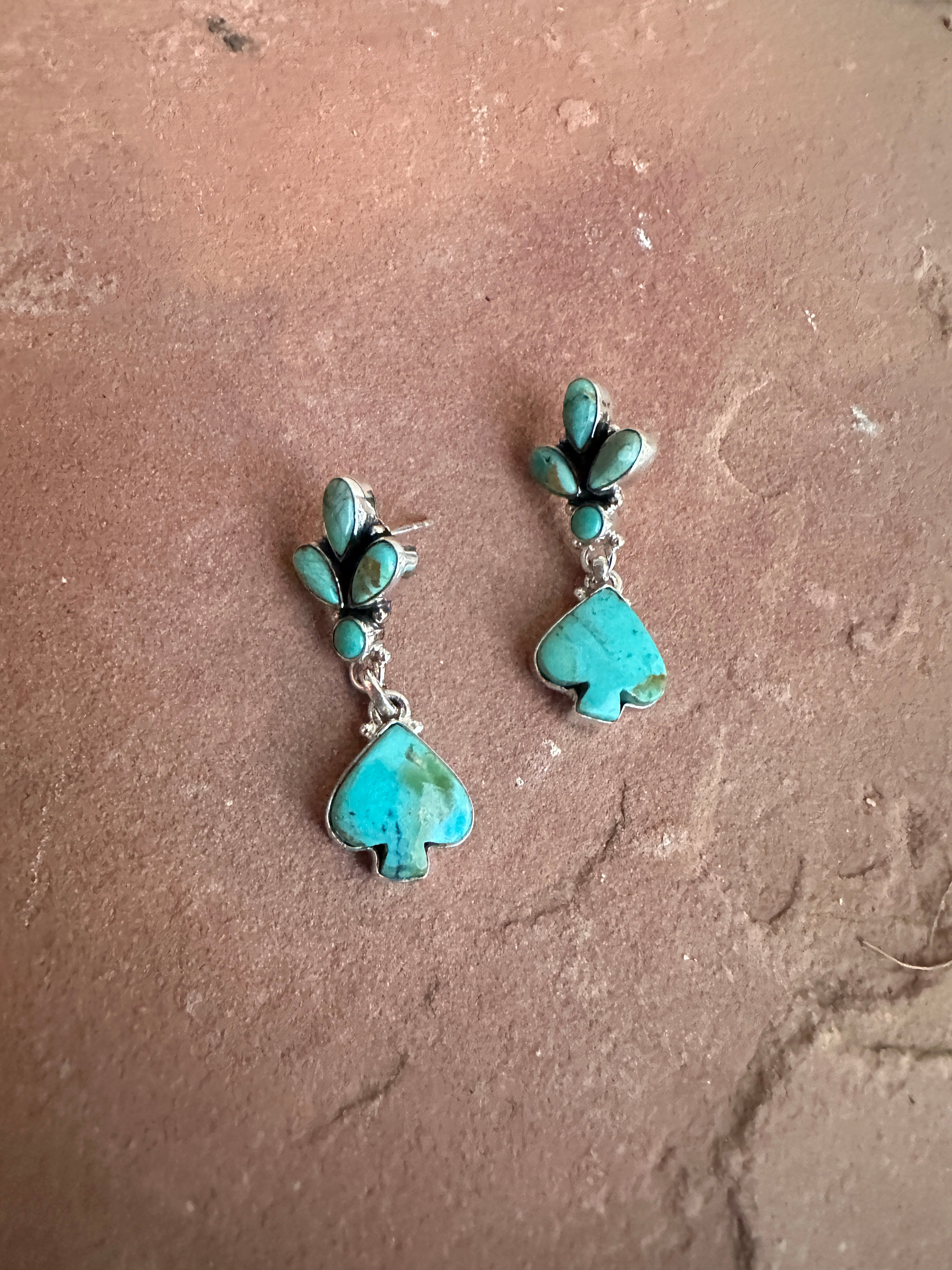 Handmade Sterling Silver & Turquoise SPADE Dangle Earrings