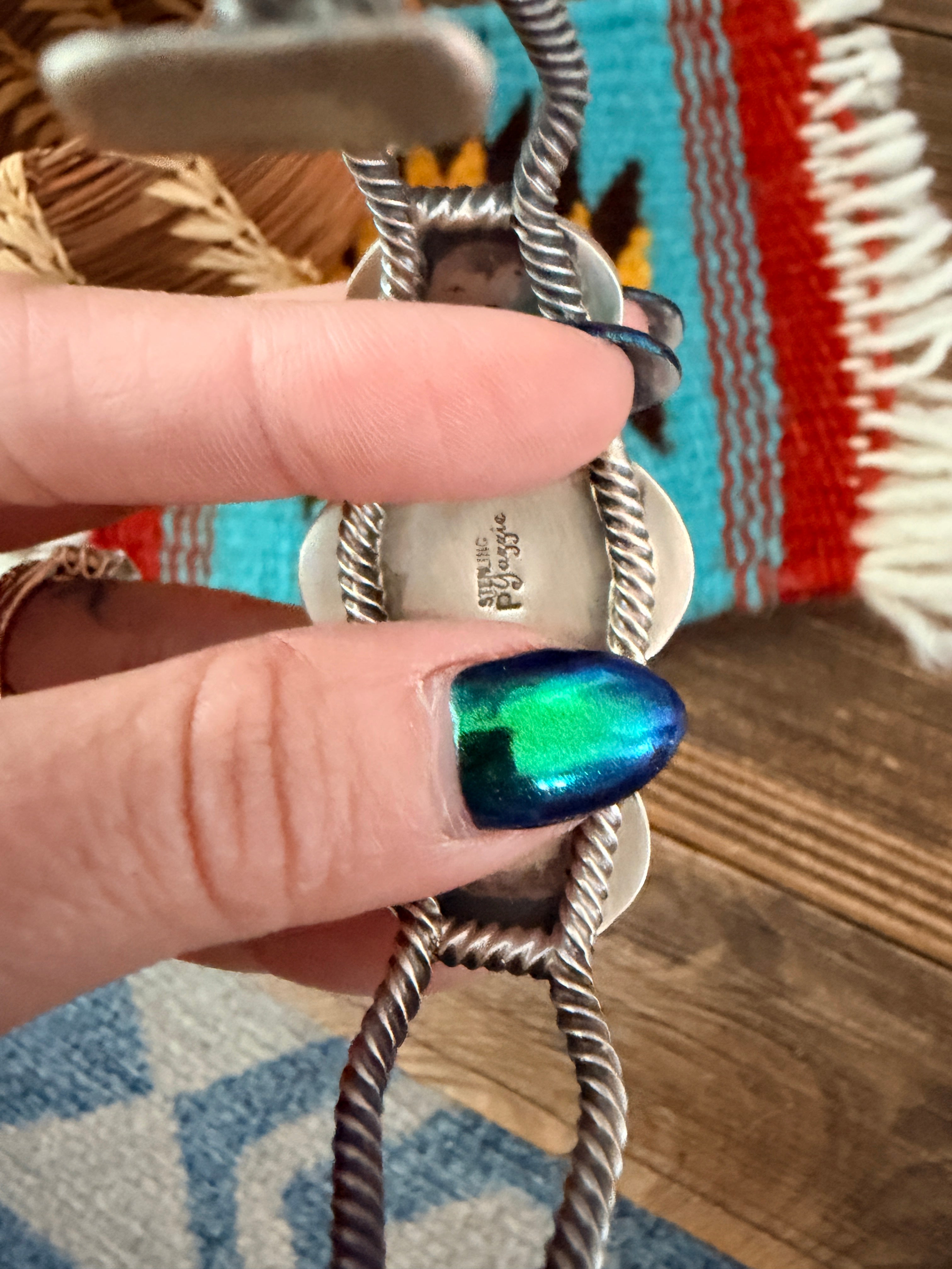 Handcrafted Spiny Oyster, Turquoise & Sterling Silver Cuff Bracelet by Patrick Yazzie