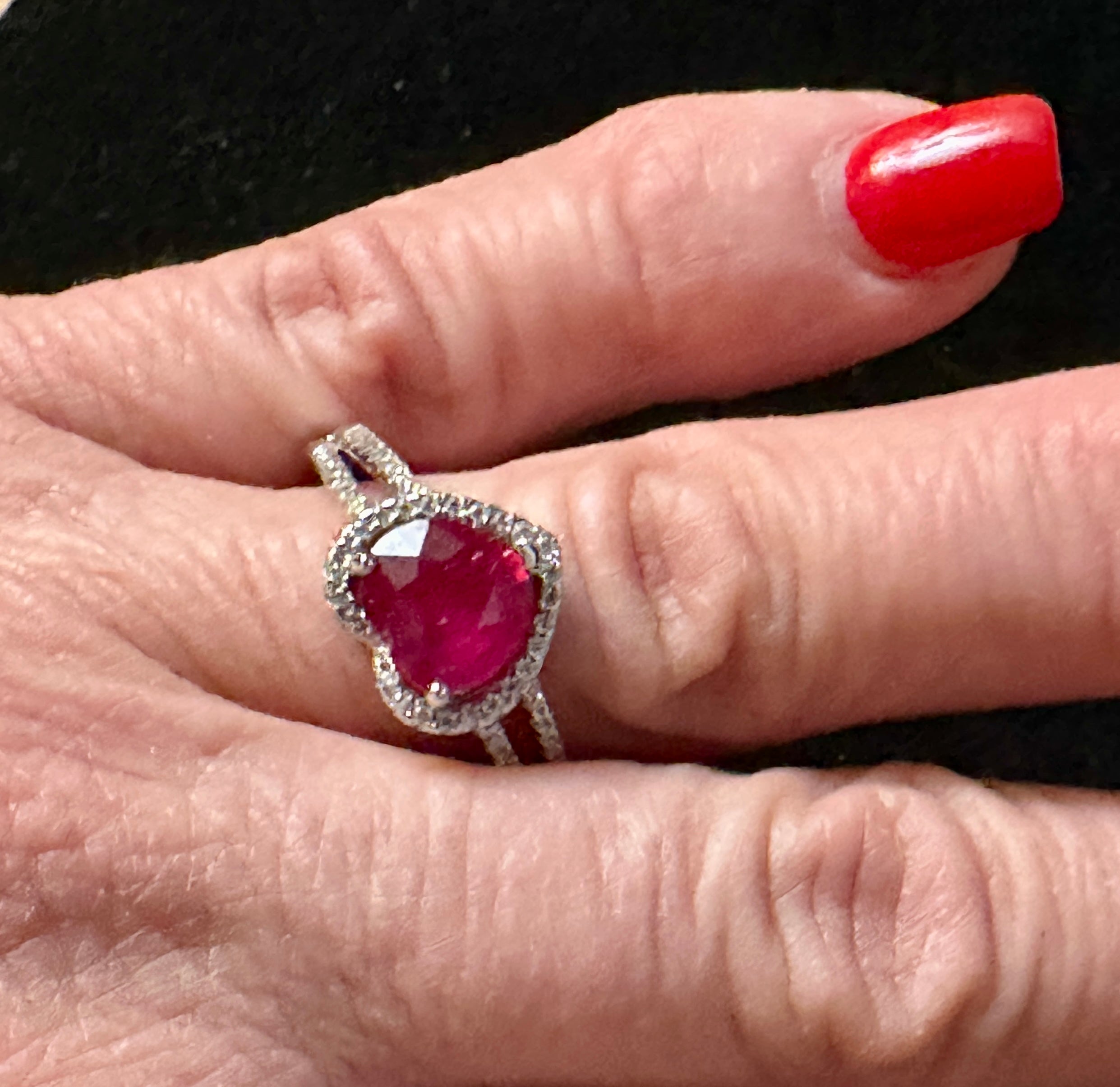 Pink Topaz Heart Shape Sterling Silver Ring Size 8