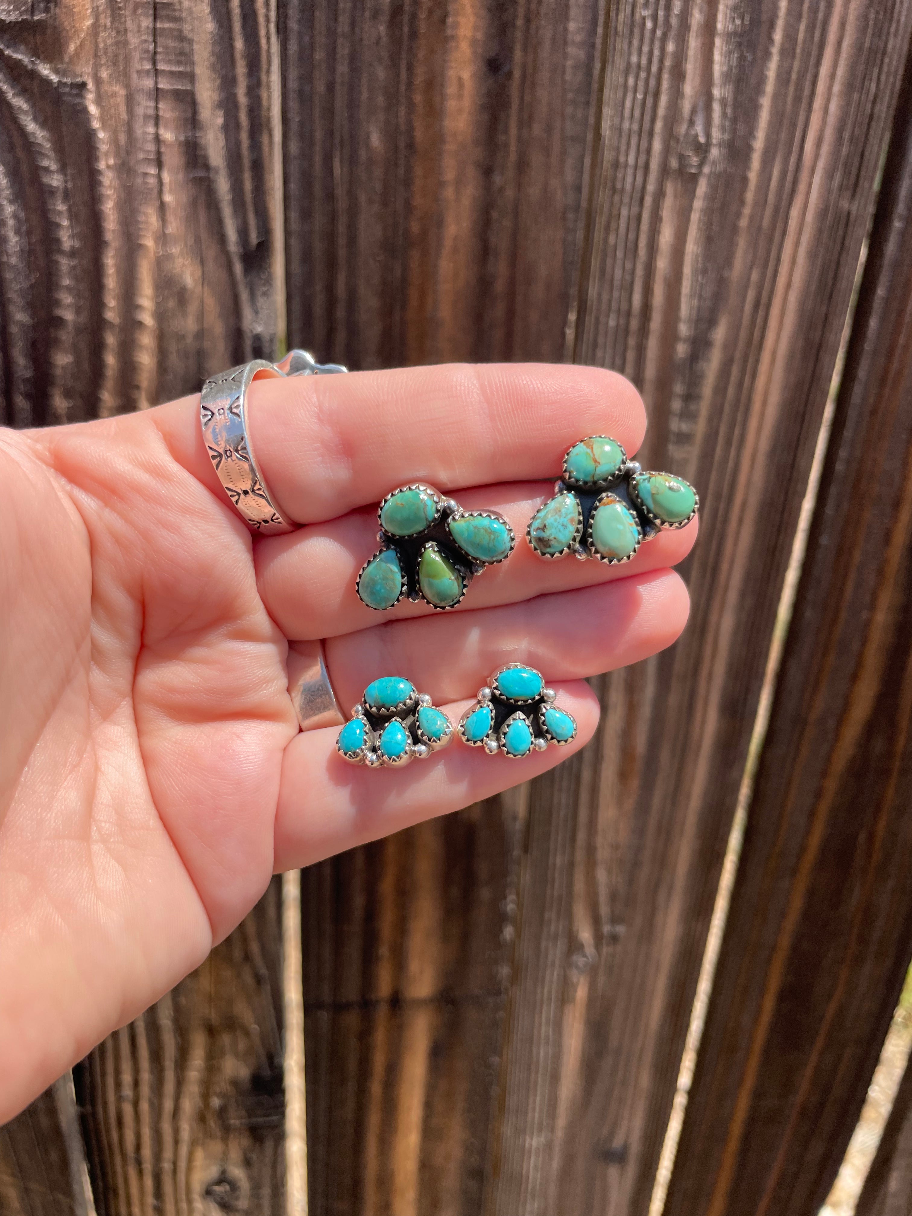 Nizhoni “The Backroads” MINIS Turquoise & Sterling Silver 4 Stone Earrings Handmade