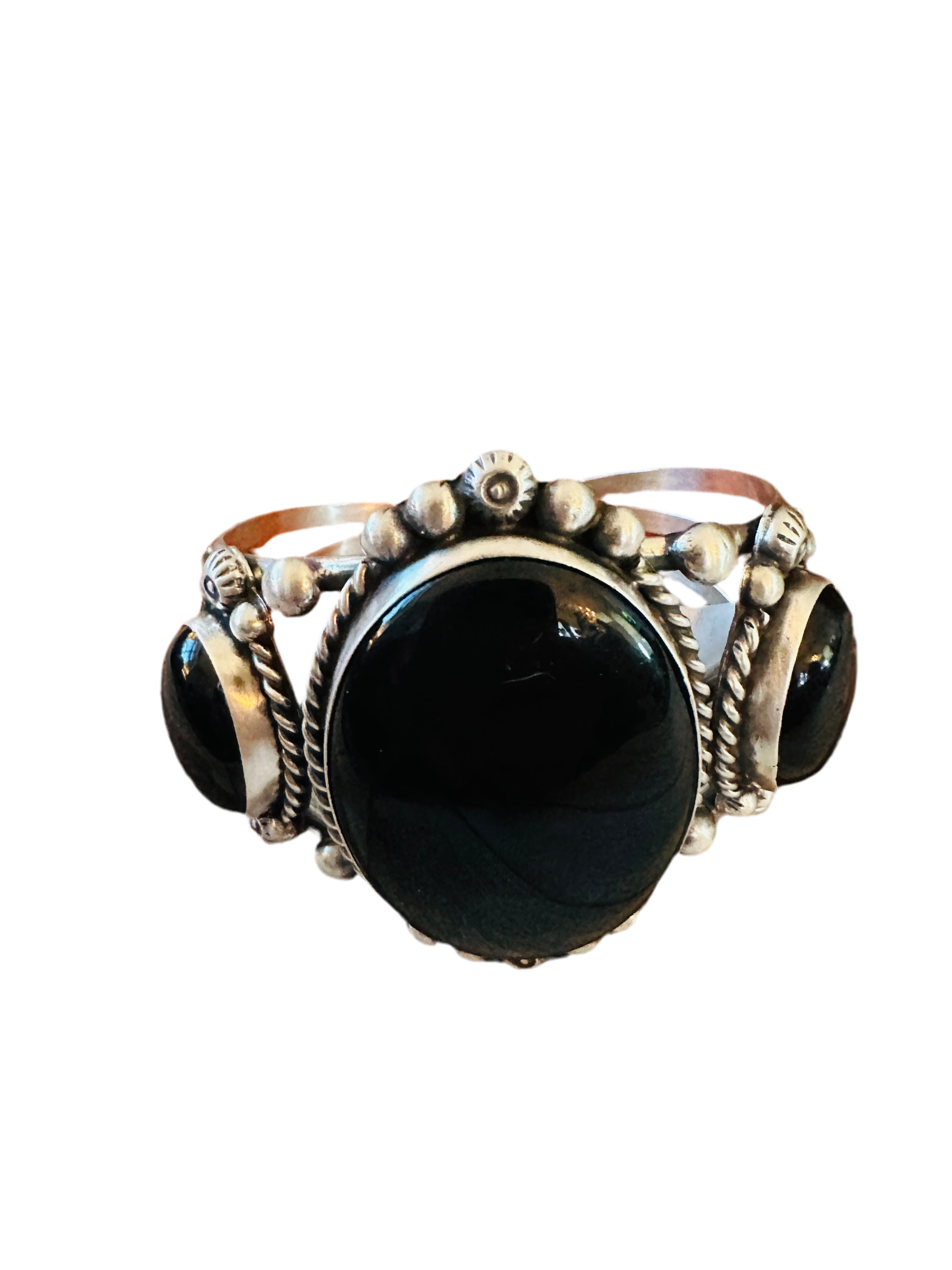 Handcrafted Sterling Silver & Black Onyx Cuff Bracelet by Augustine Largo