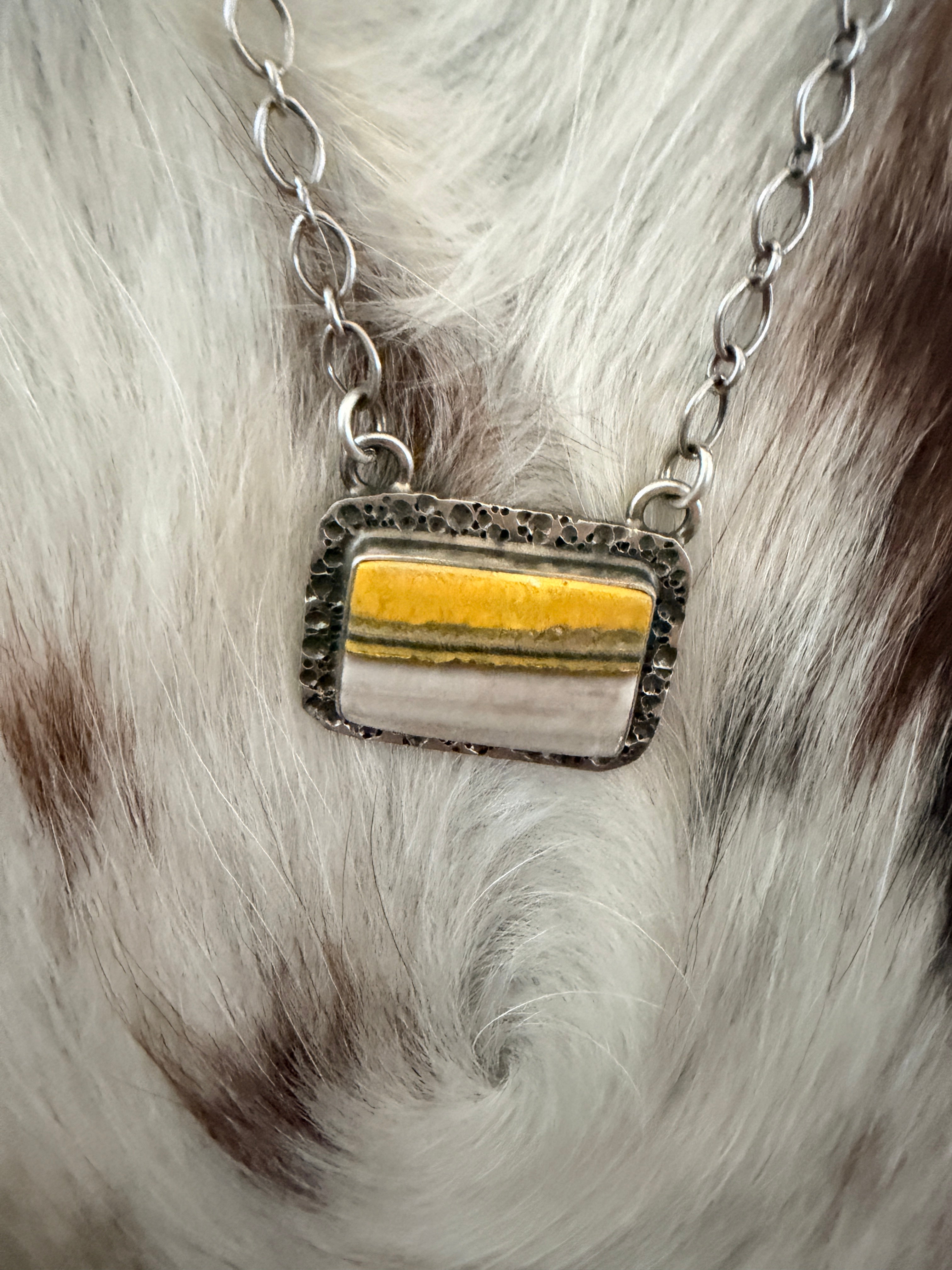 Handcrafted Bumblebee & Sterling Silver 18” Necklace by Russell Sam