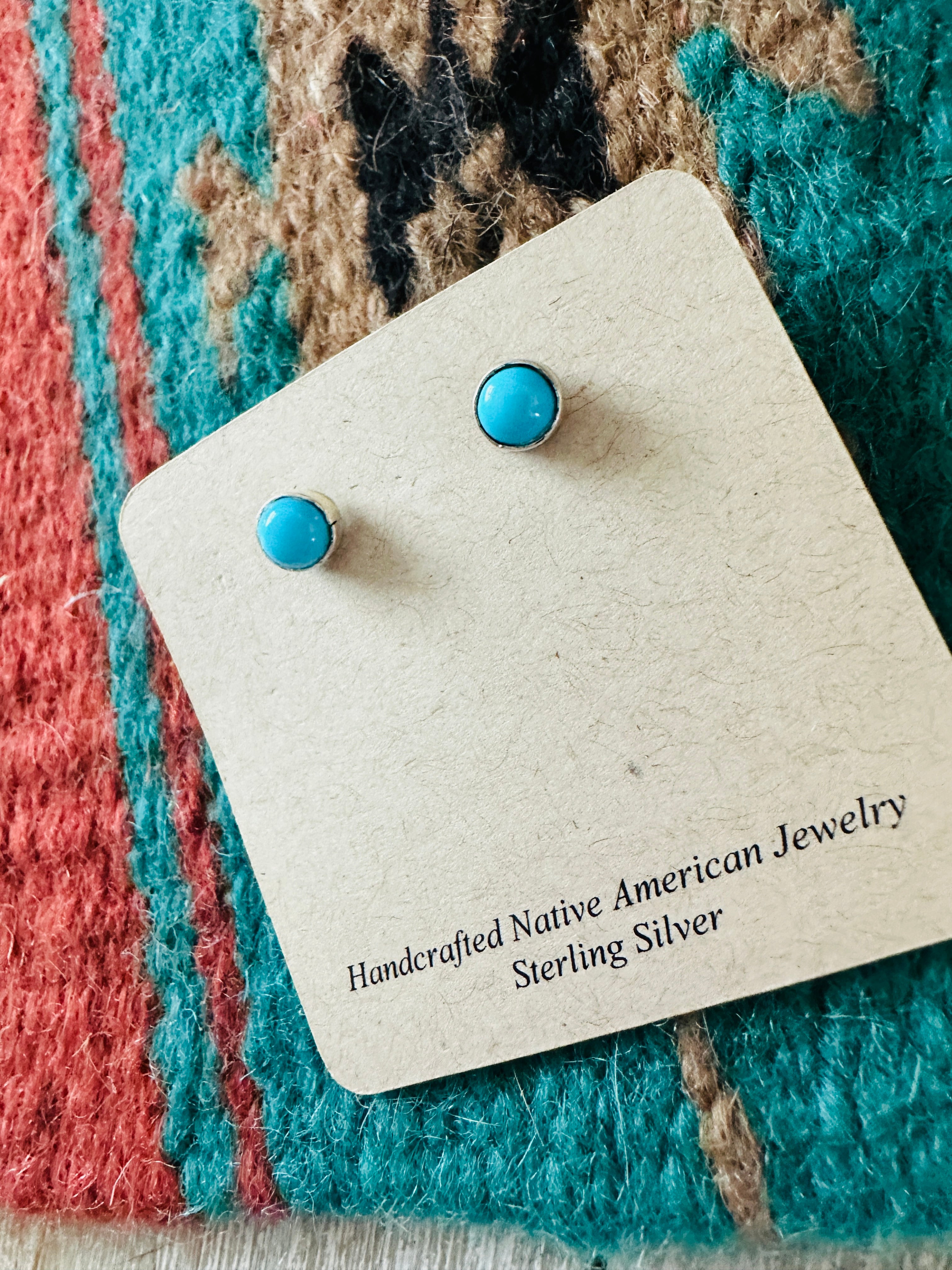 Handcrafted Sonoran Gold Turquoise & Sterling Silver Stud Earrings by Gilbert Weebothee