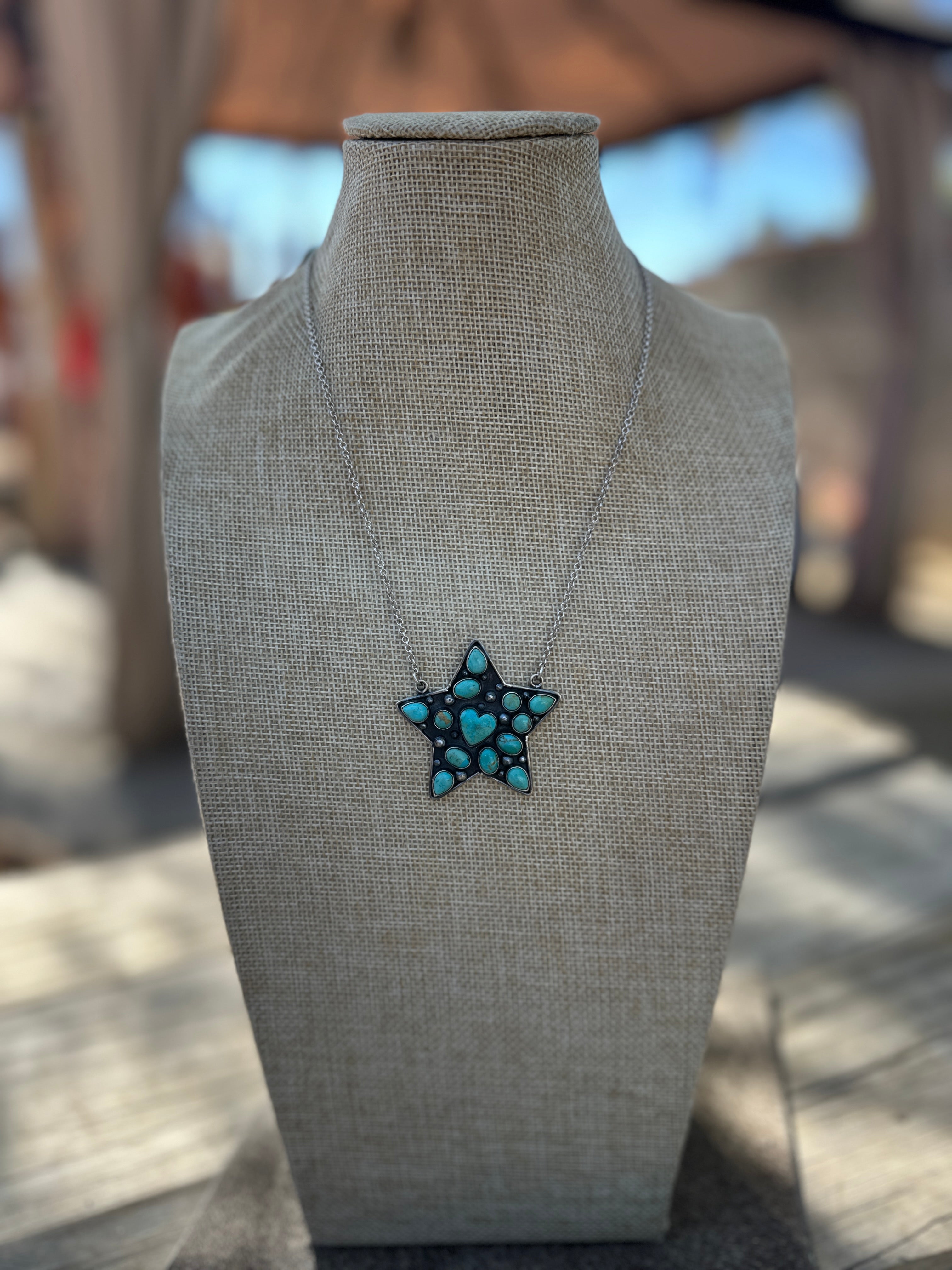 Handmade Sterling Silver & Turquoise Star Necklace