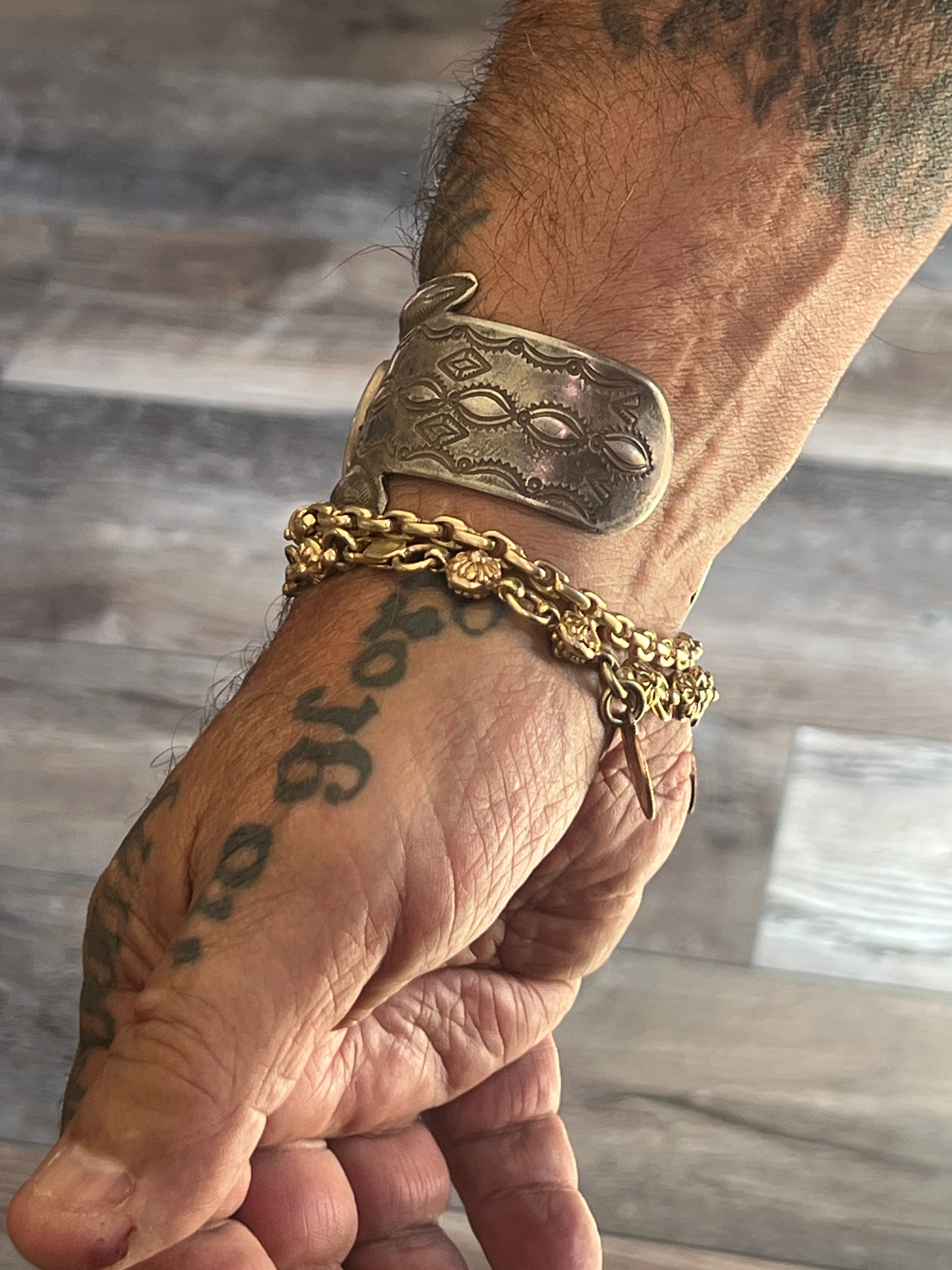 Handcrafted & Hand Forged Old Pawn Sterling Silver Ingot Turquoise Cuff Bracelet by Santa Fe Artist, Buffalo: The Royston