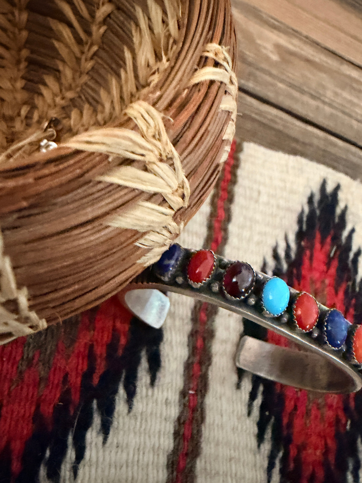 Handcrafted Multi Stone & Sterling Silver Cuff Bracelet