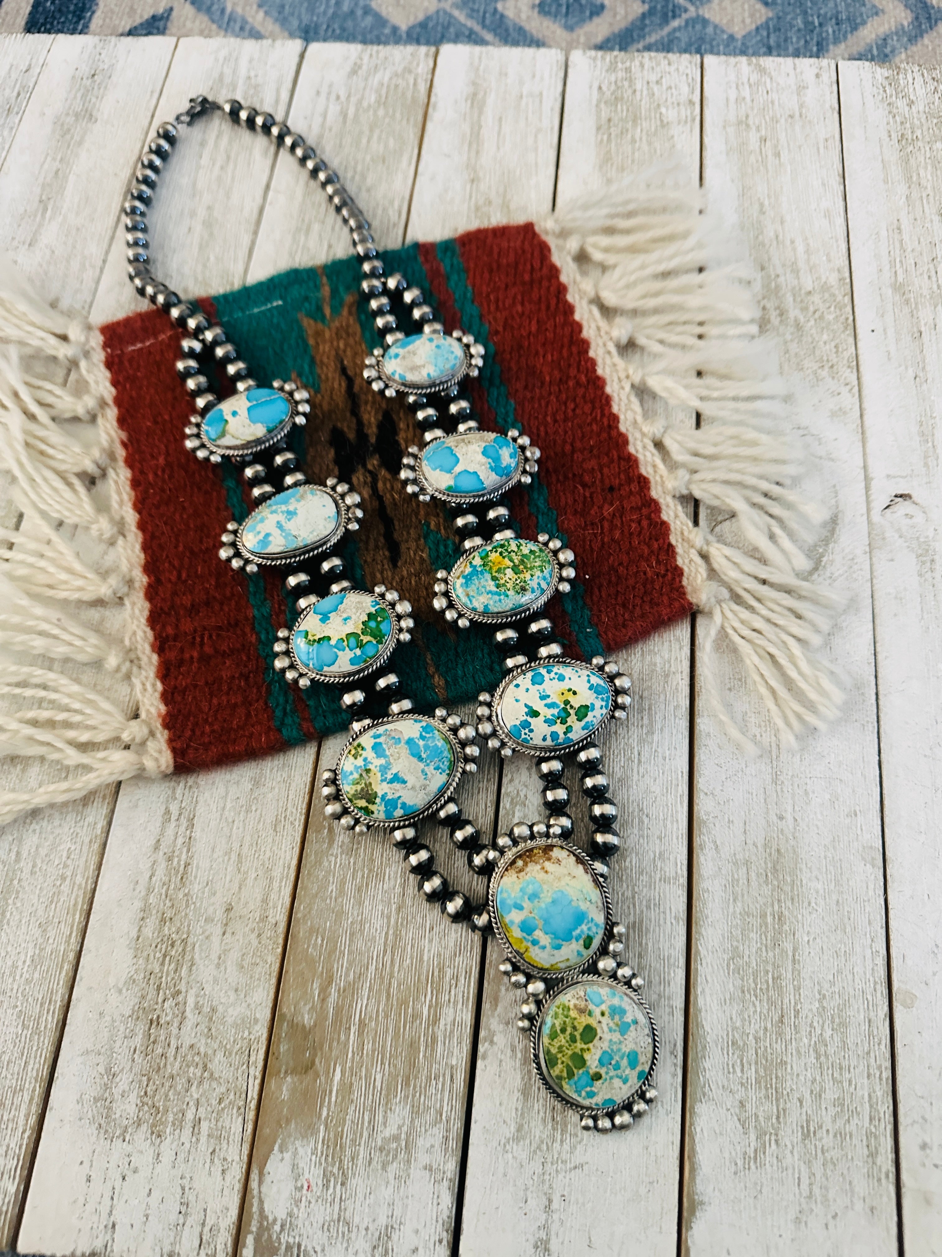 Navajo Sterling Silver & Sonoran Mountain Turquoise Necklace