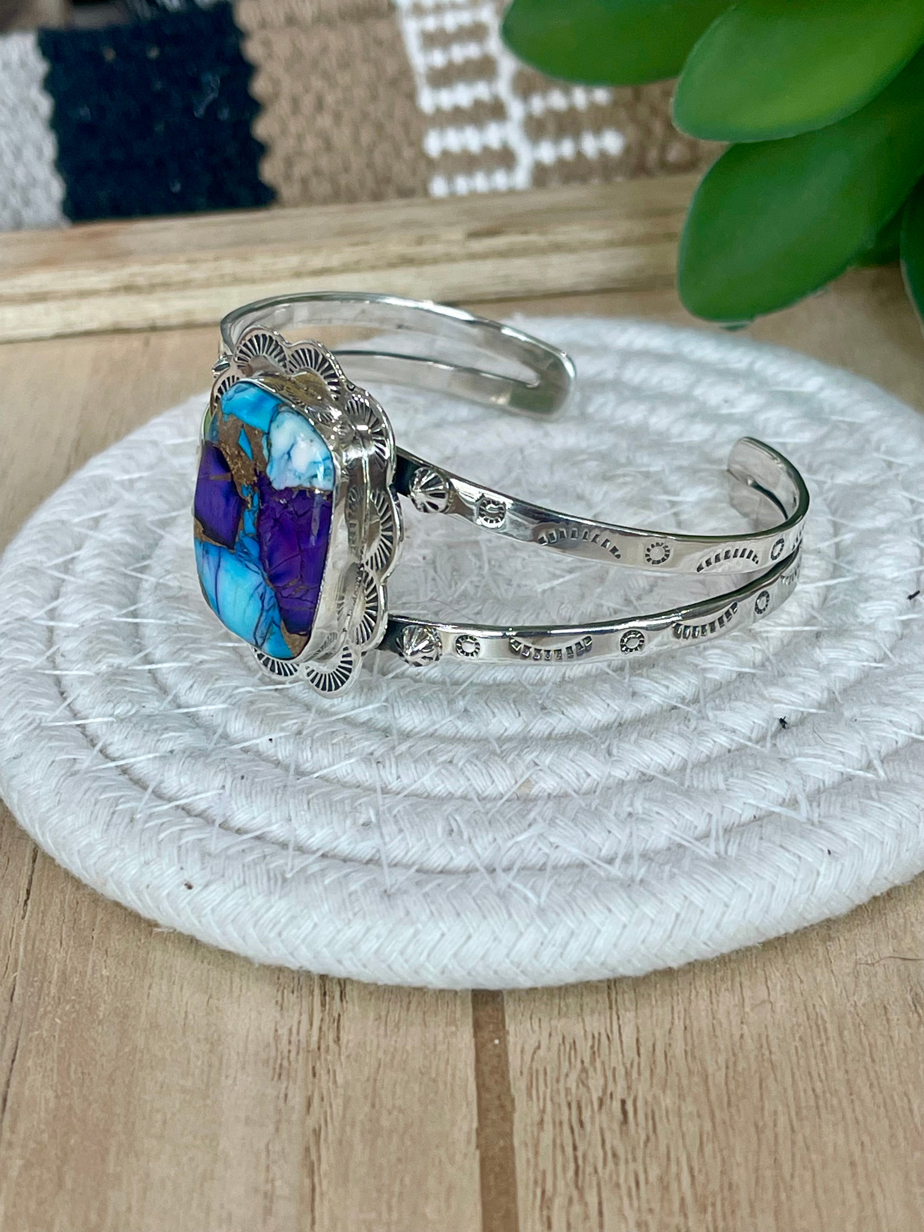 Handmade Purple Dream Mojave & Sterling Silver Cuff Bracelet