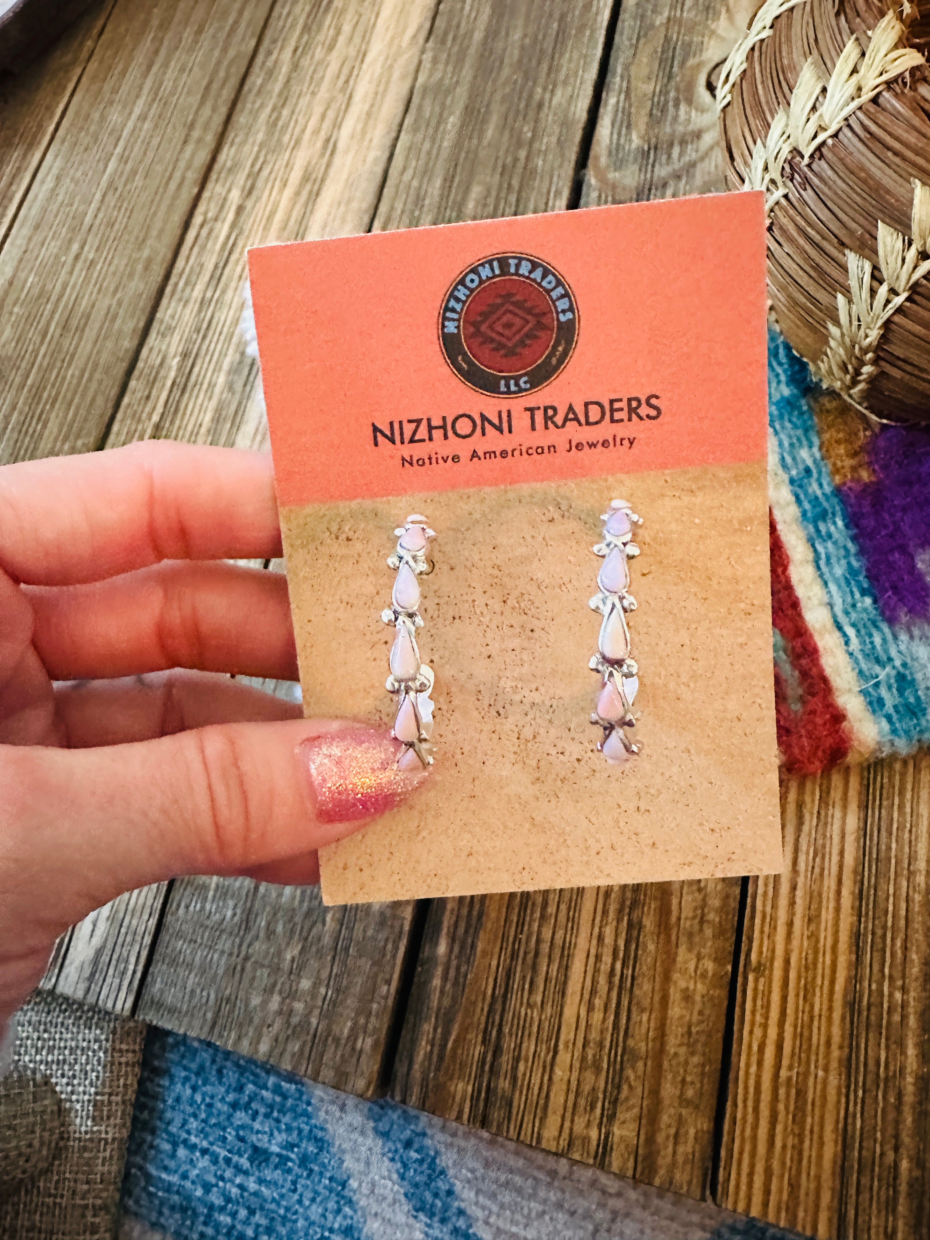 Handcrafted Queen Pink Conch & Sterling Silver Hoop Earrings