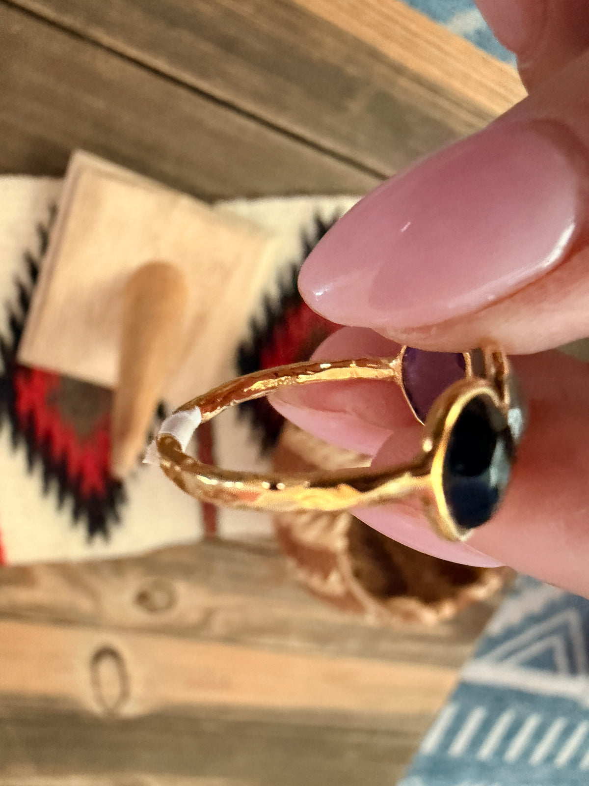 Handmade 18K Gold Vermeil Sterling Silver & Multi Stone Ring Size 7