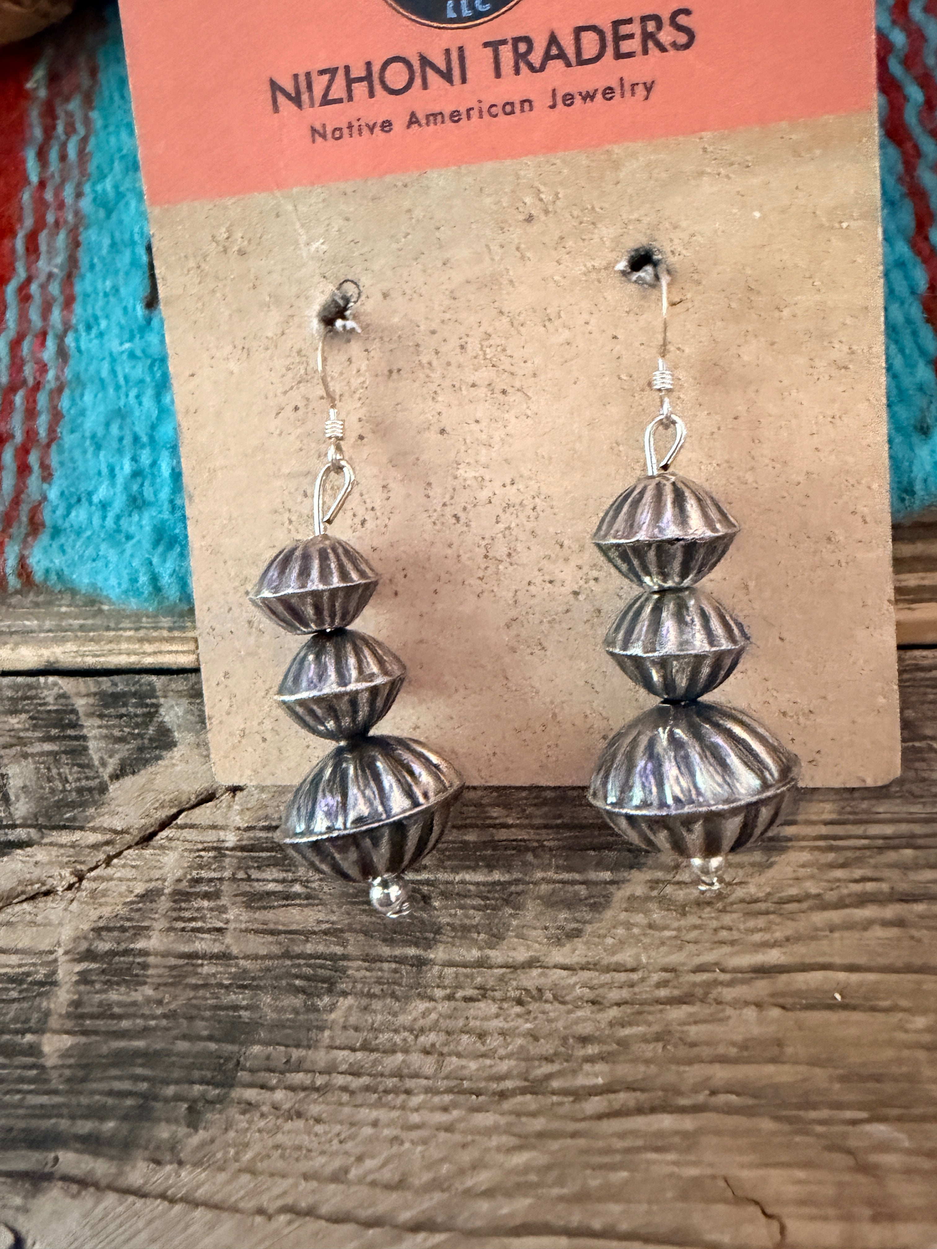Handcrafted Sterling Silver Melon Bead Dangle Earrings