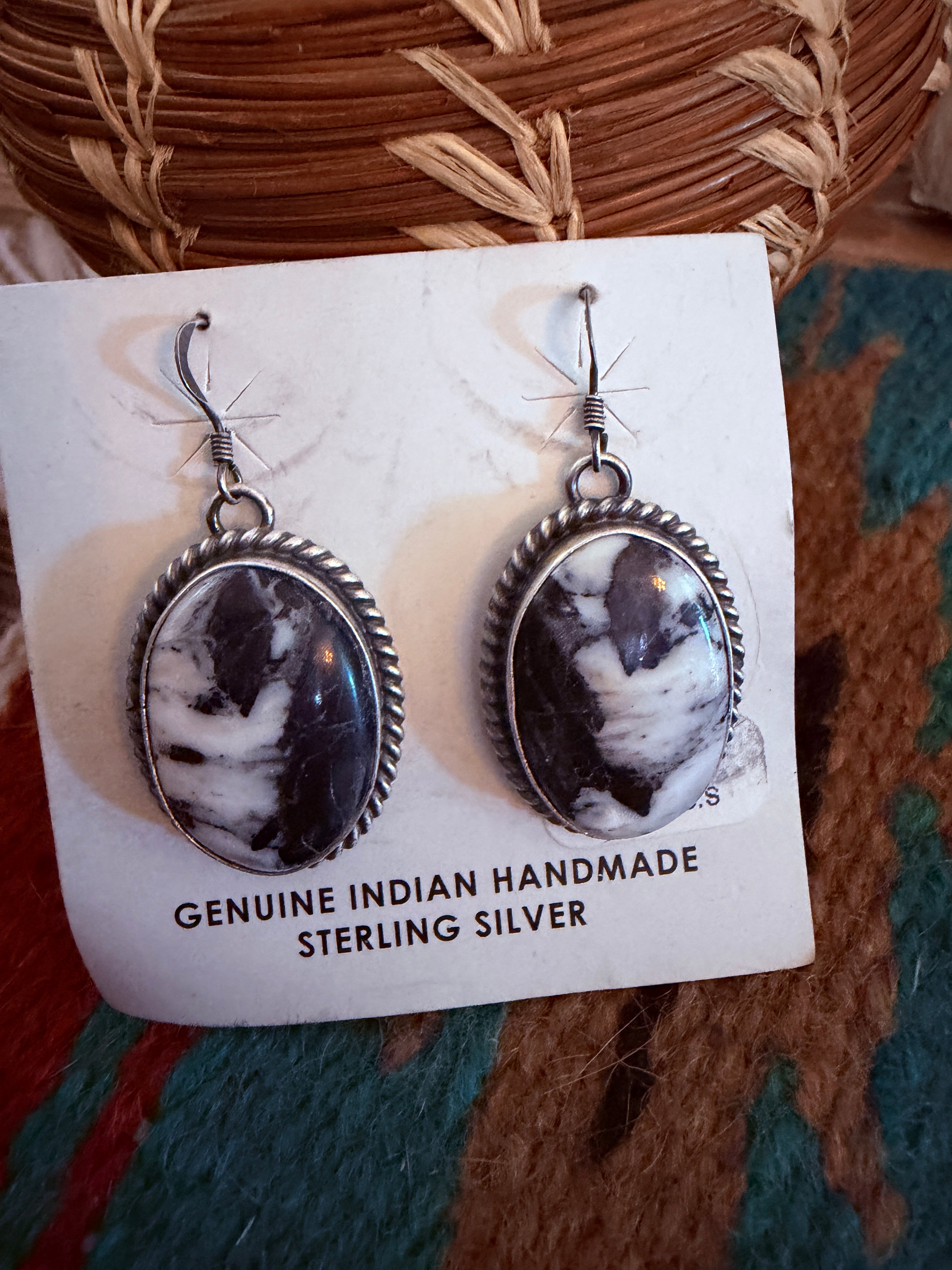 Handcrafted White Buffalo & Sterling Silver Necklace and Earring Set