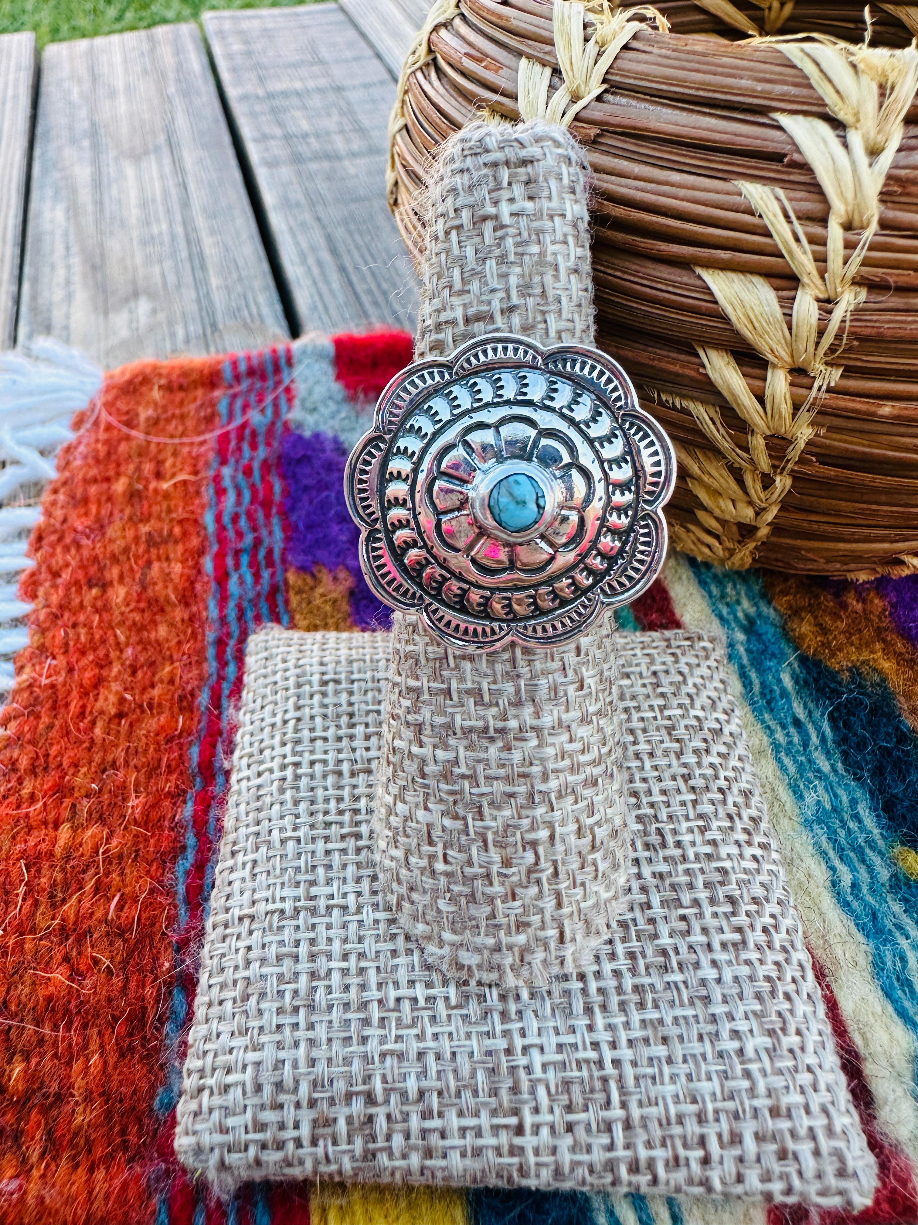 Handcrafted Turquoise & Sterling Silver Concho Ring
