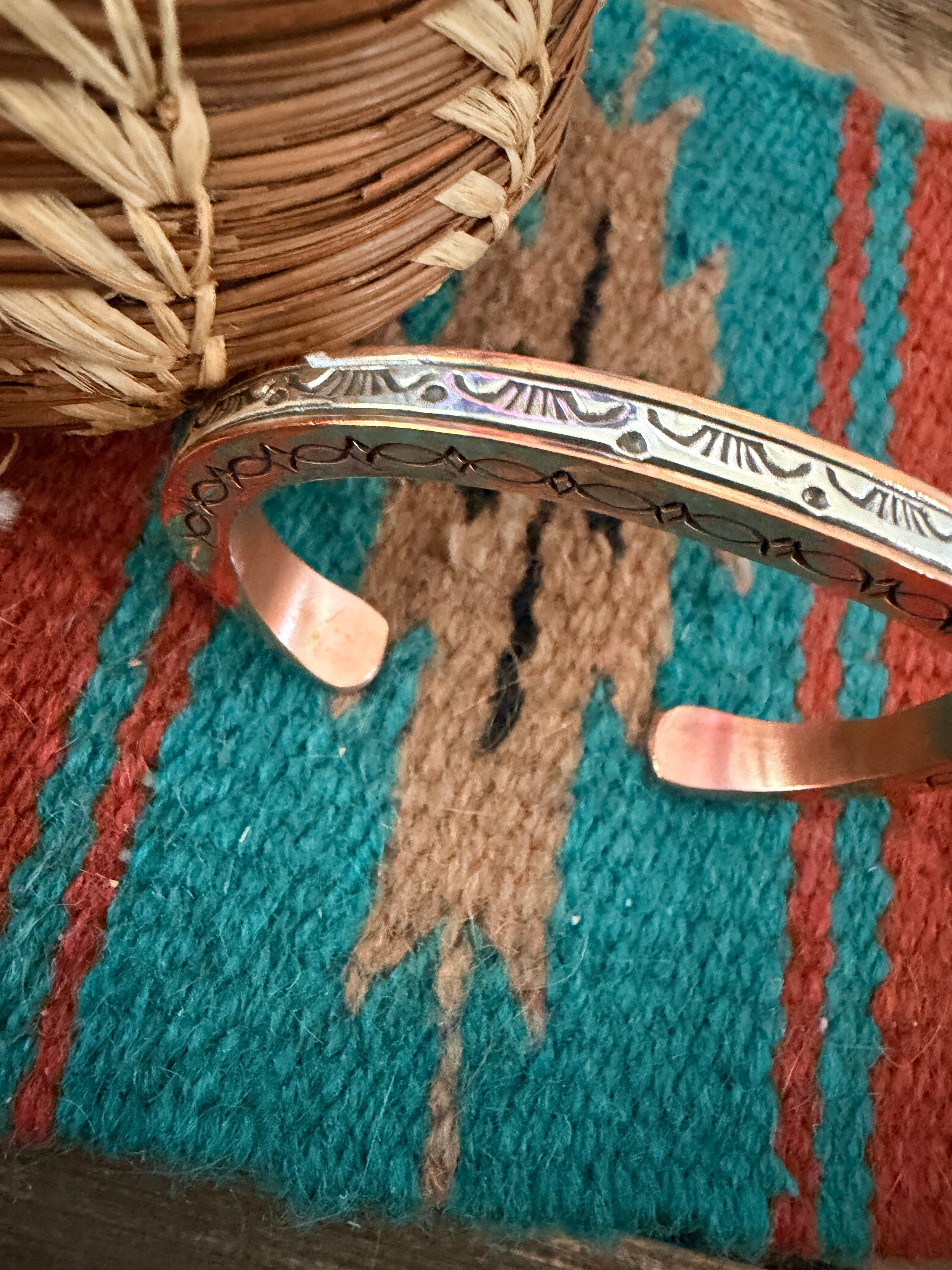 Handcrafted Copper & Sterling Silver Cuff Bracelet by Wylie Secatero