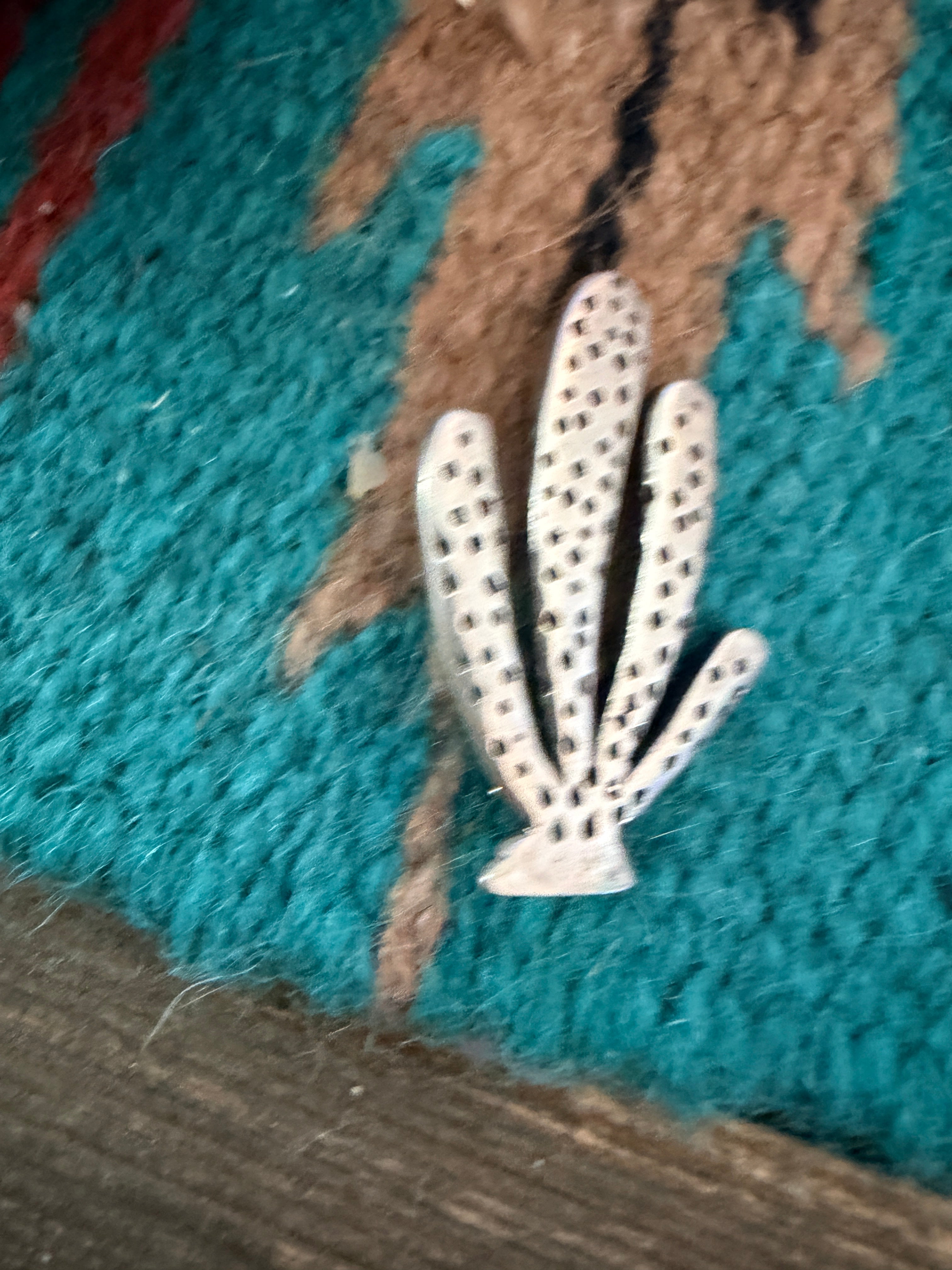 Old Pawn Handcrafted Sterling Silver Cactus Brooch