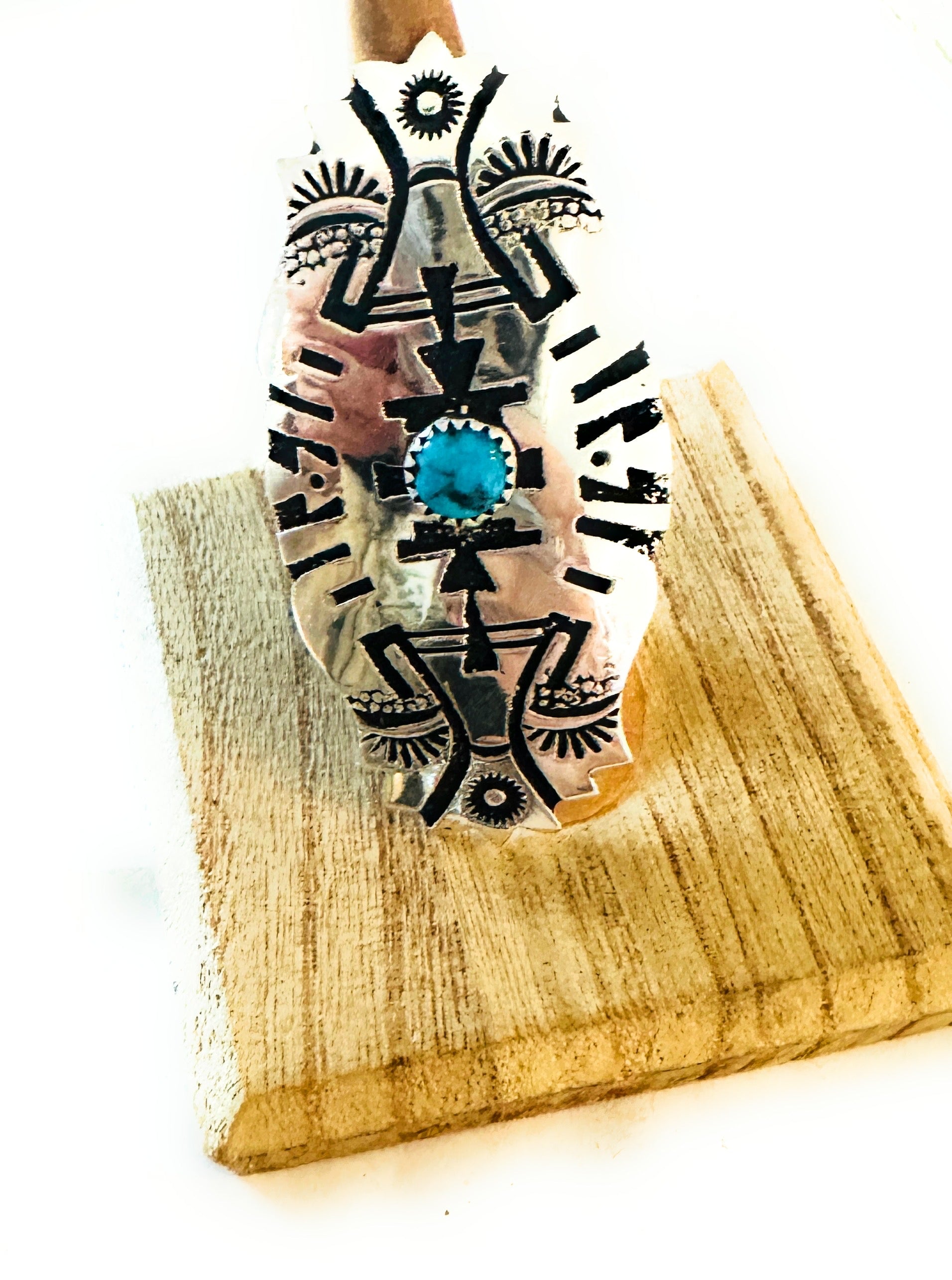 Handcrafted Sterling Silver & Turquoise Adjustable Ring by Richard Singer