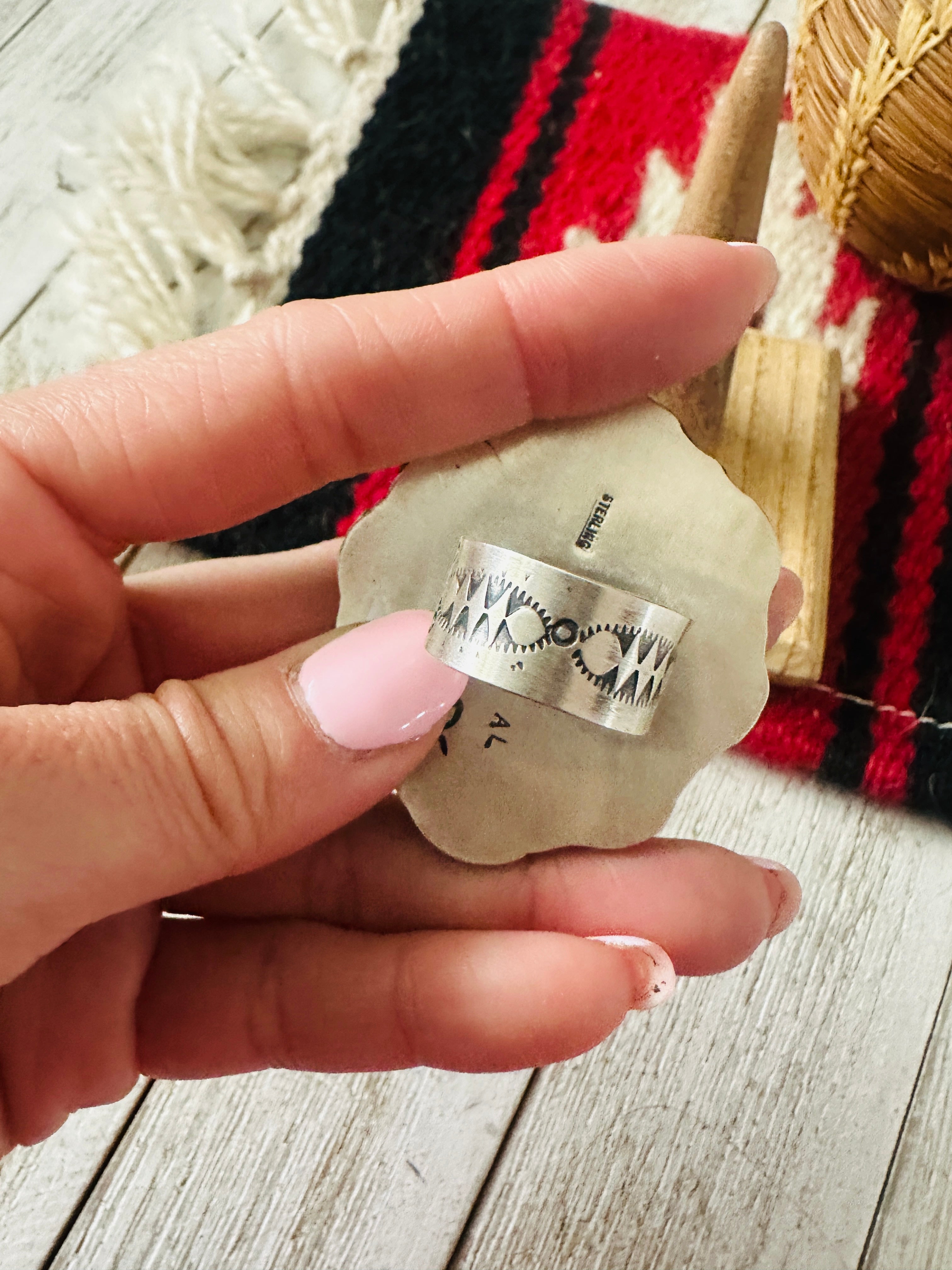 Handcrafted Sterling Silver & Pink Dream Mojave Cluster Adjustable Ring