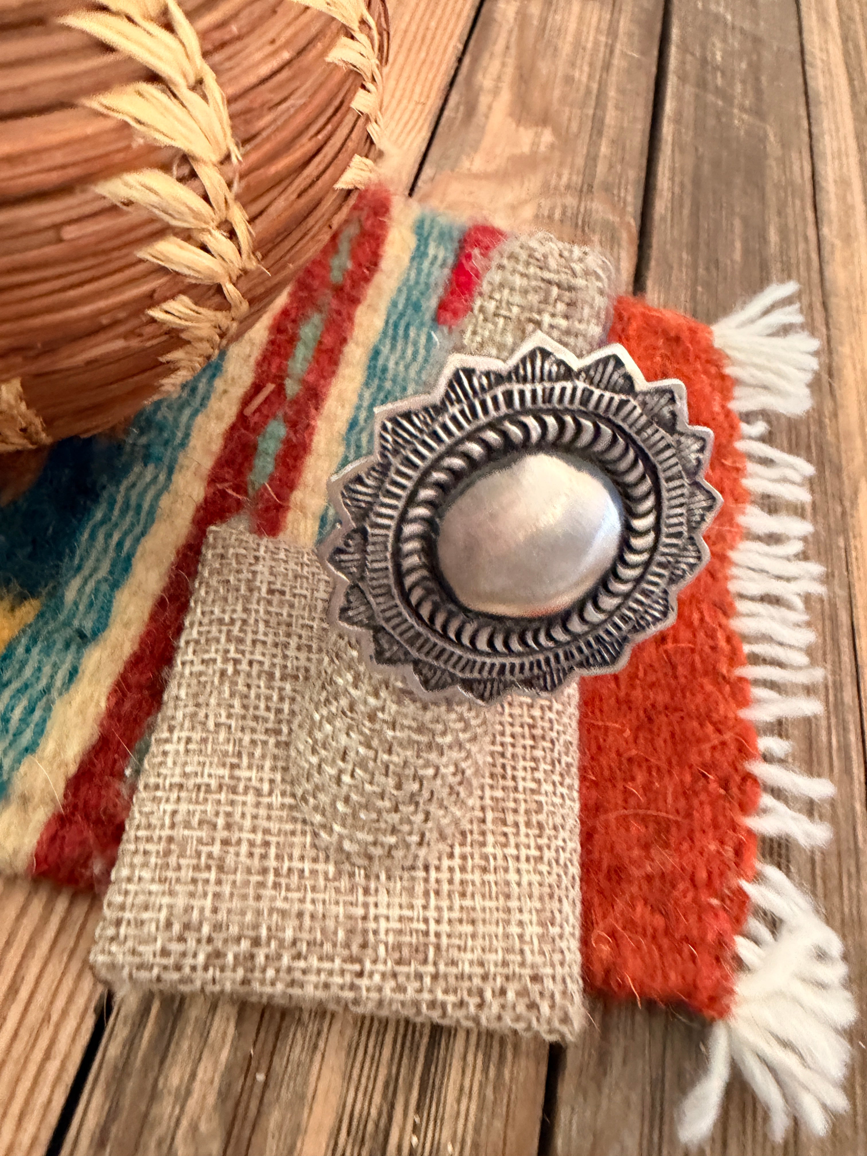 Handcrafted Sterling Silver Adjustable Concho Ring by Leander Tahe