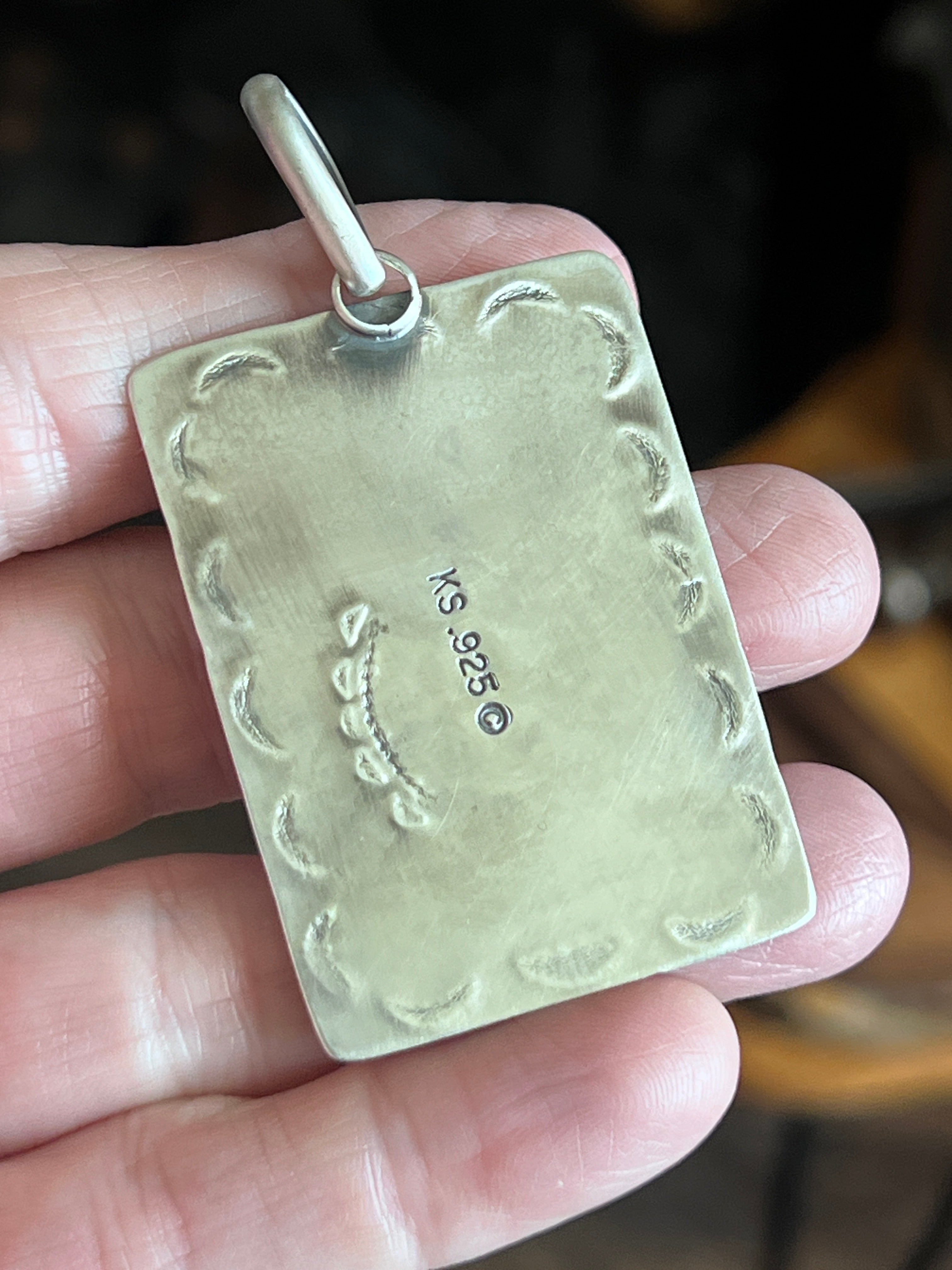 Hand Stamped Sterling Silver Fred Harvey Era Inspired Horse Tag Pendant by Kimari Somers