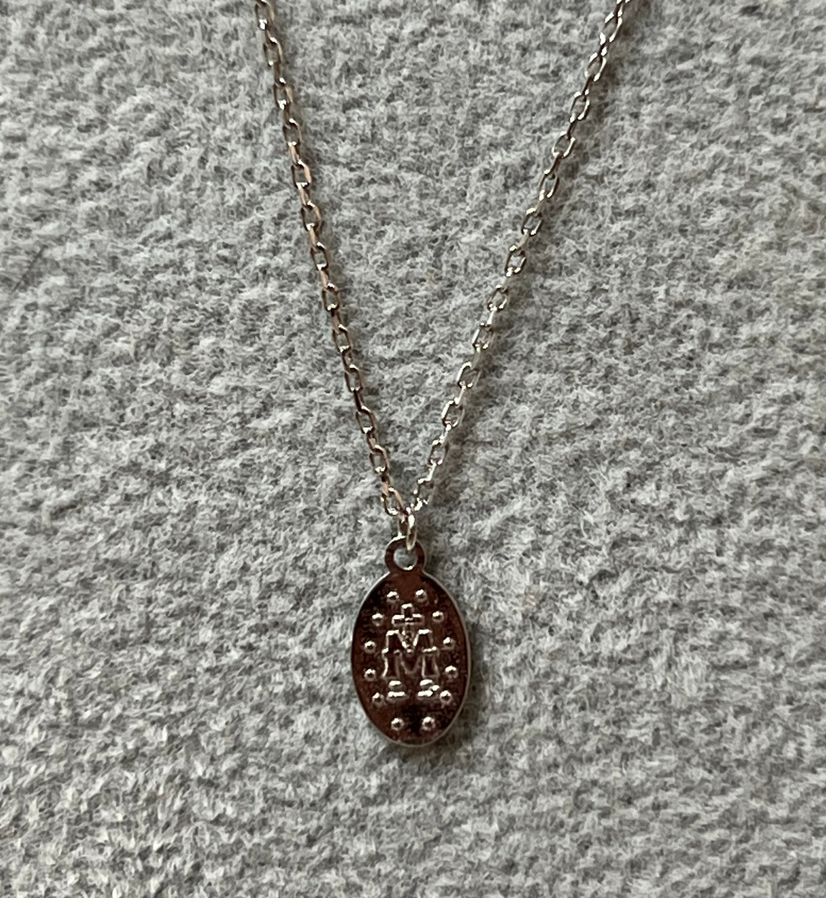 Sterling Silver Saint Mary Charm Necklace