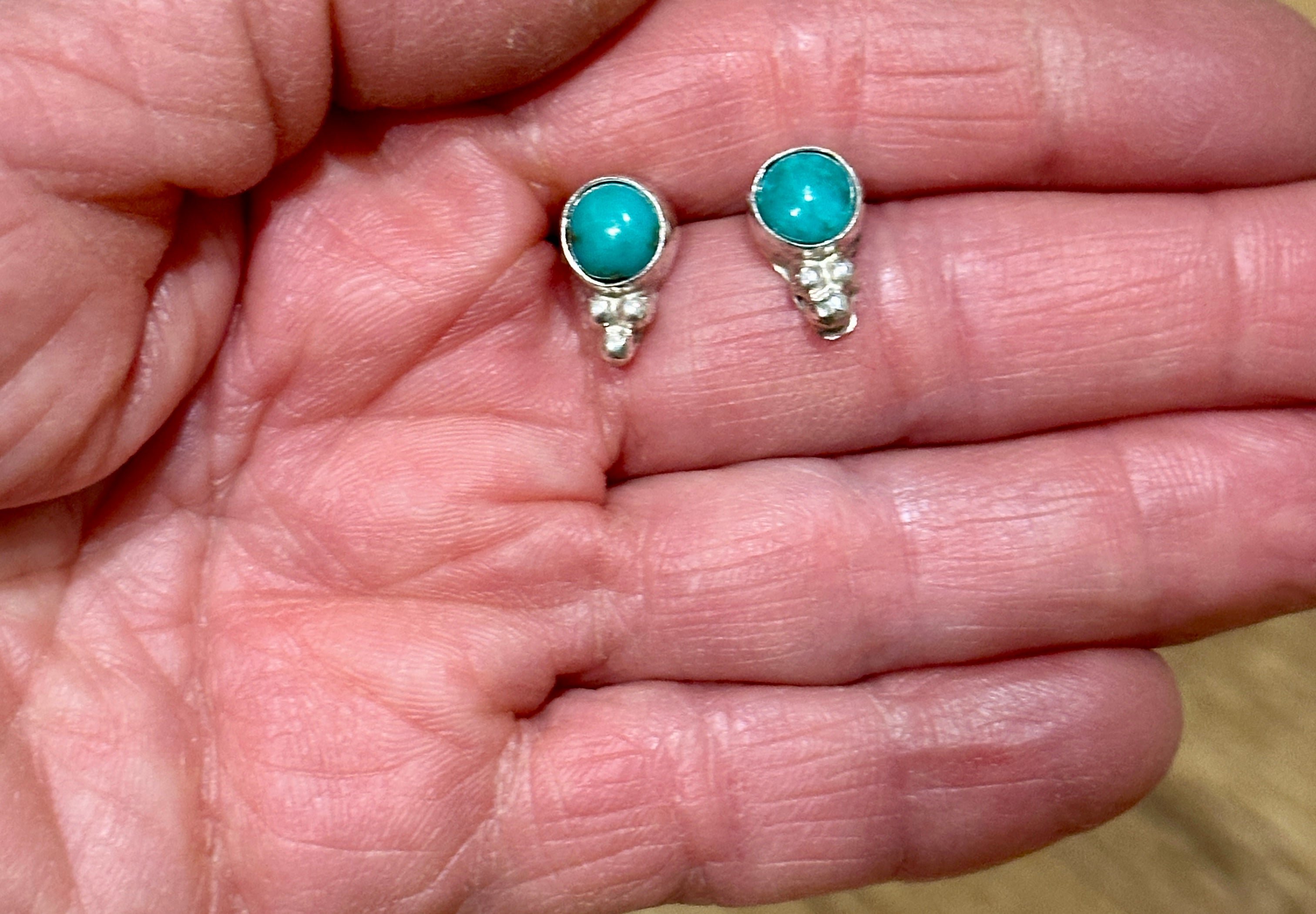 Handcrafted Sterling Silver & Turquoise Stud Earrings