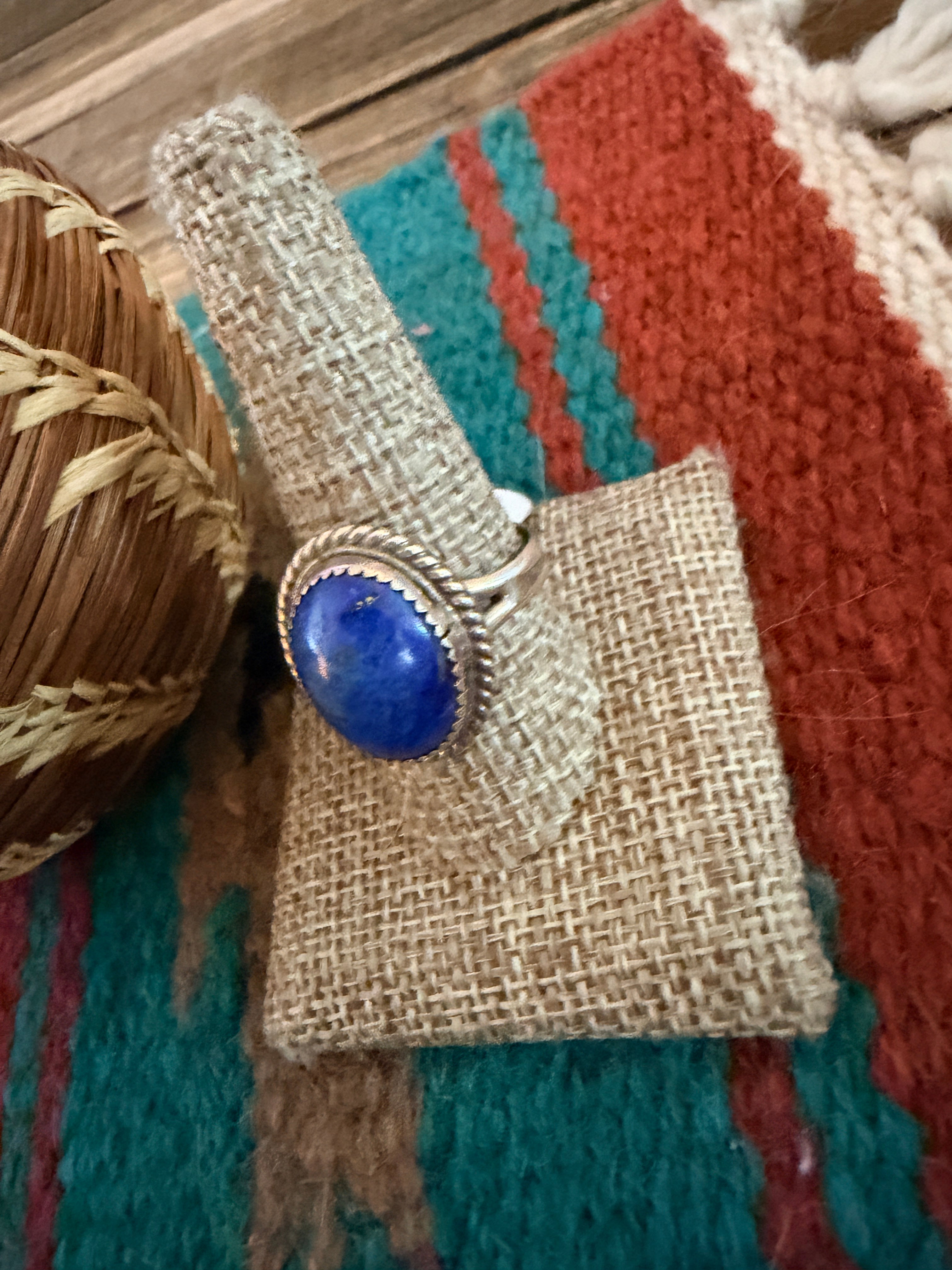 Old Pawn Handcrafted Lapis & Sterling Silver Ring Size 10