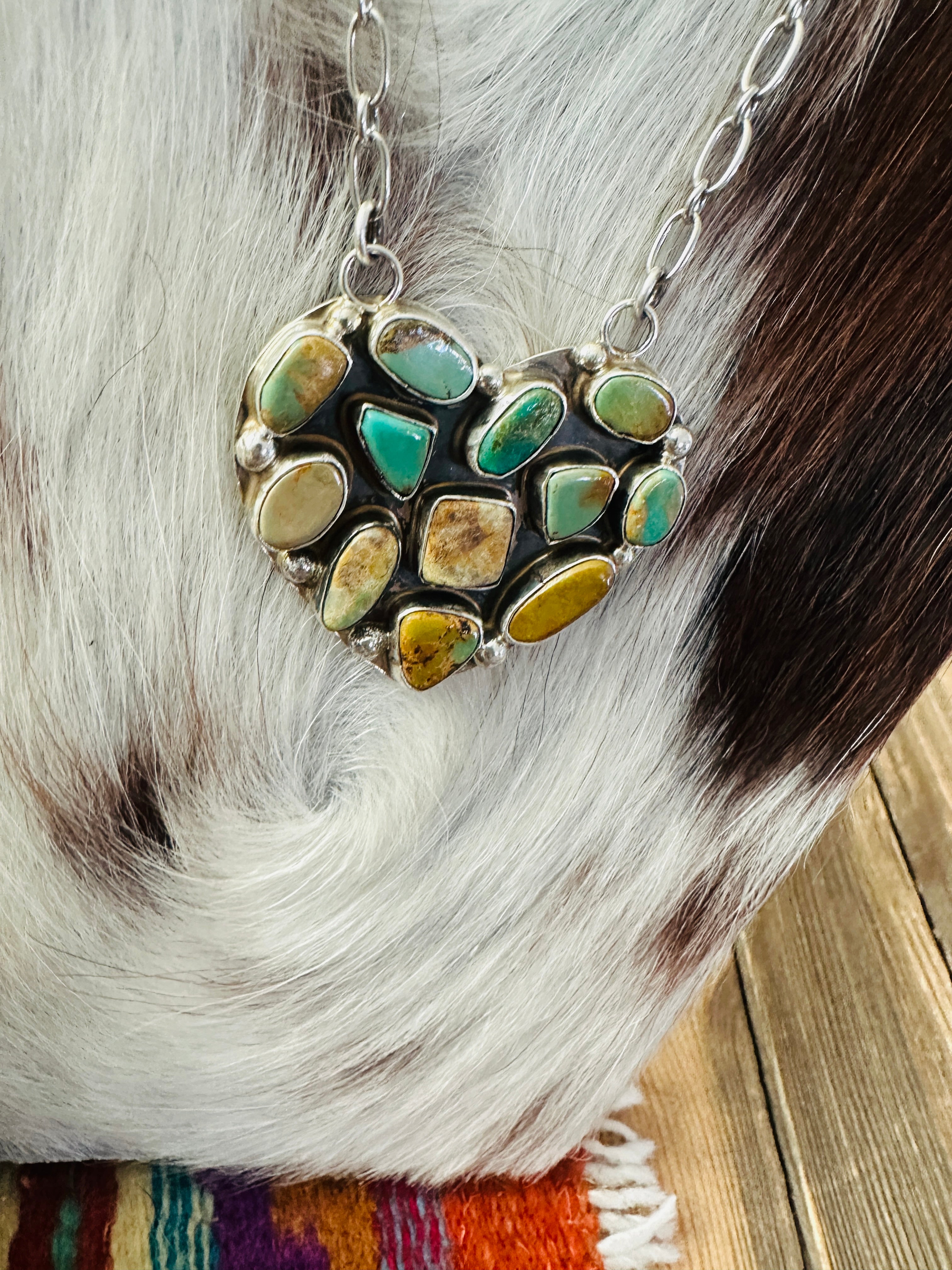 Handcrafted Turquoise & Sterling Silver Heart Necklace by Jacqueline Silver
