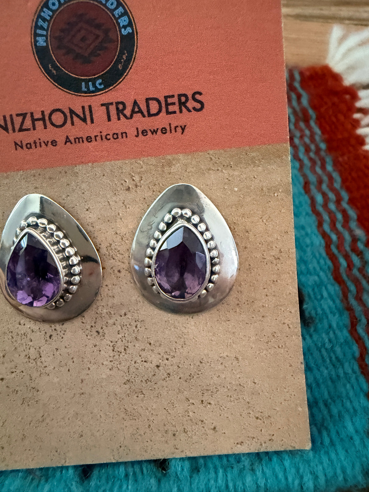 Handcrafted Amethyst & Sterling Silver Post Earrings