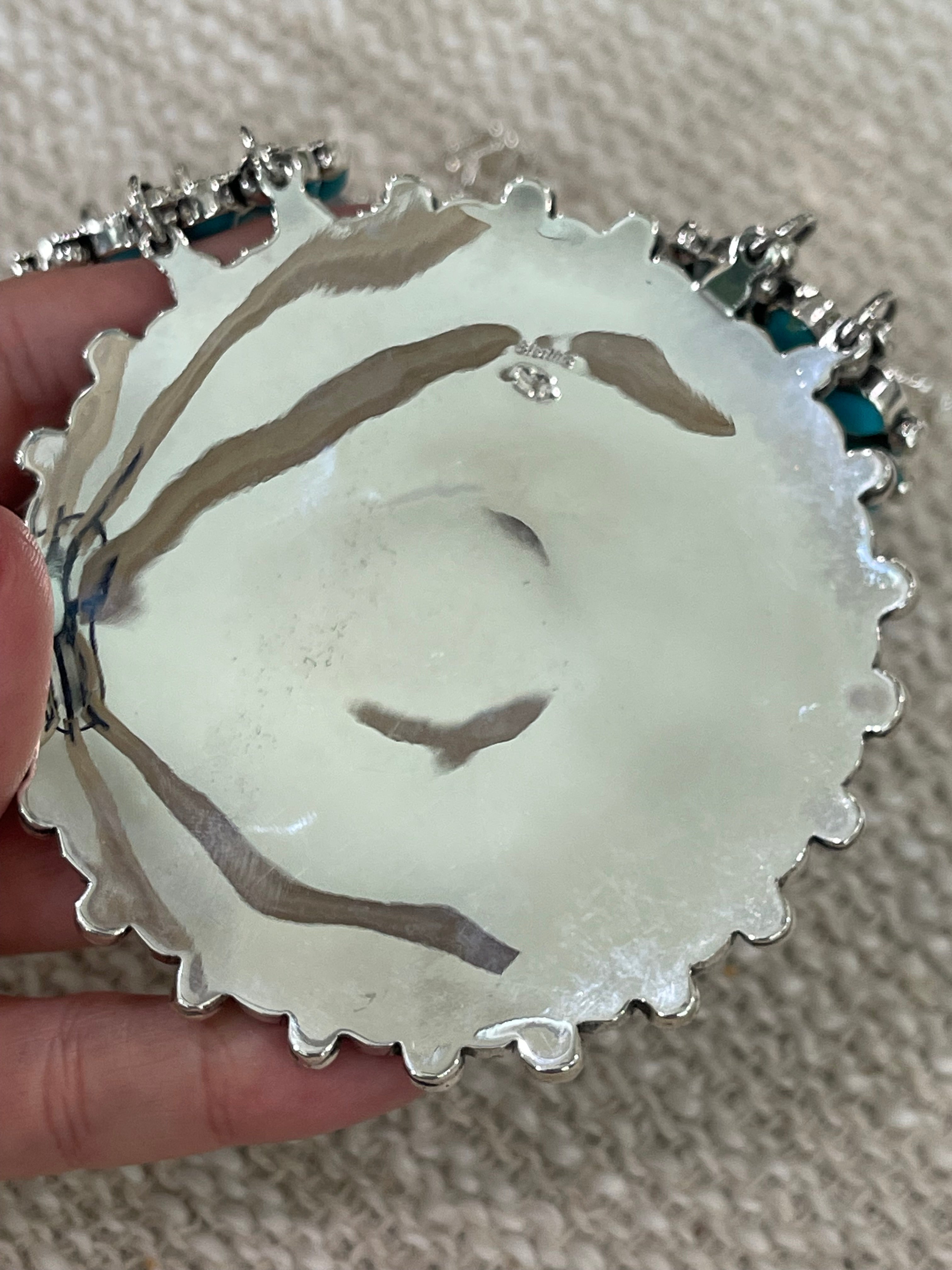 Gorgeous Handmade Turquoise & Sterling Silver Cluster Necklace